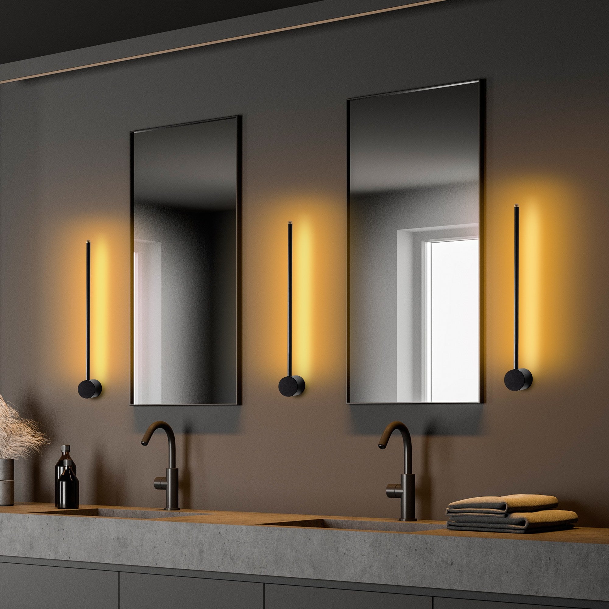 Candeeiro de Parede preta elegante, corpo de metal, 62 x 10 x 7 cm | LED SMD 8W 3000K | Classificação IP20, perfeita para decoração moderna e iluminação ambiente
