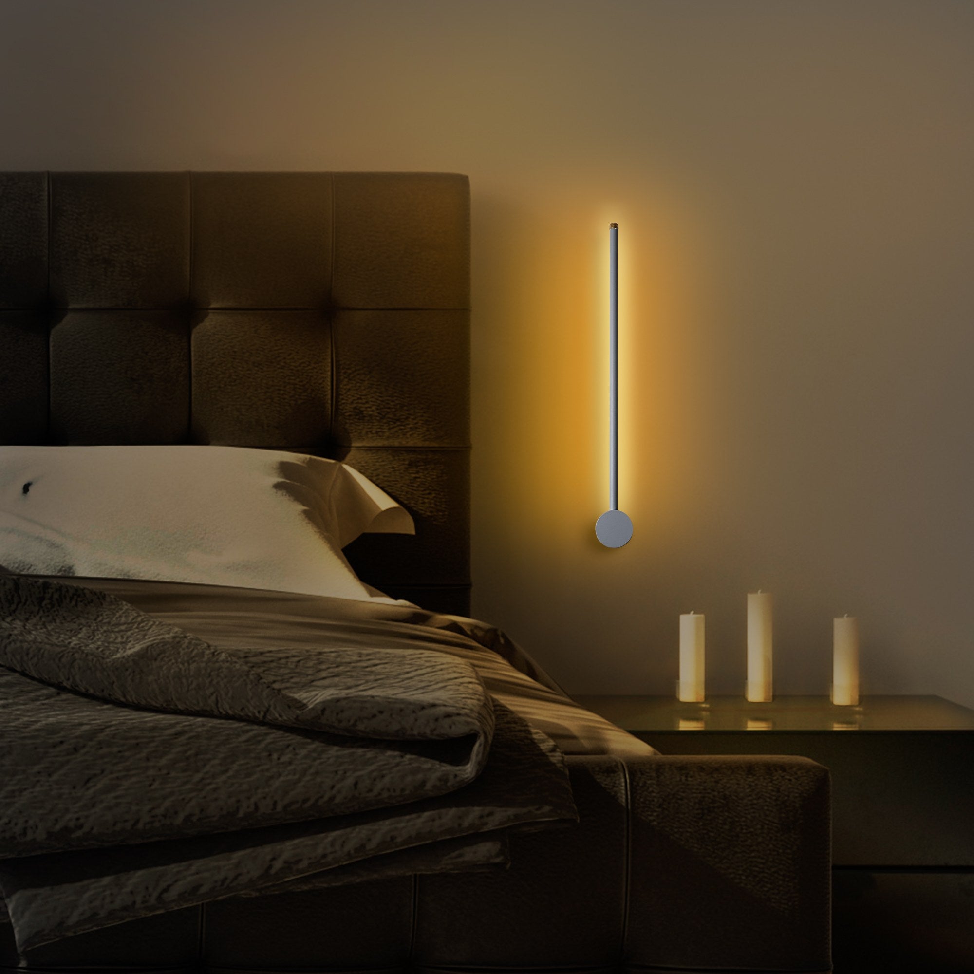 Candeeiro de Parede cinza elegante, corpo de metal, 62 x 10 x 7 cm | LED SMD 8W 3000K | Classificação IP20 | Perfeito para decoração moderna e iluminação ambiente