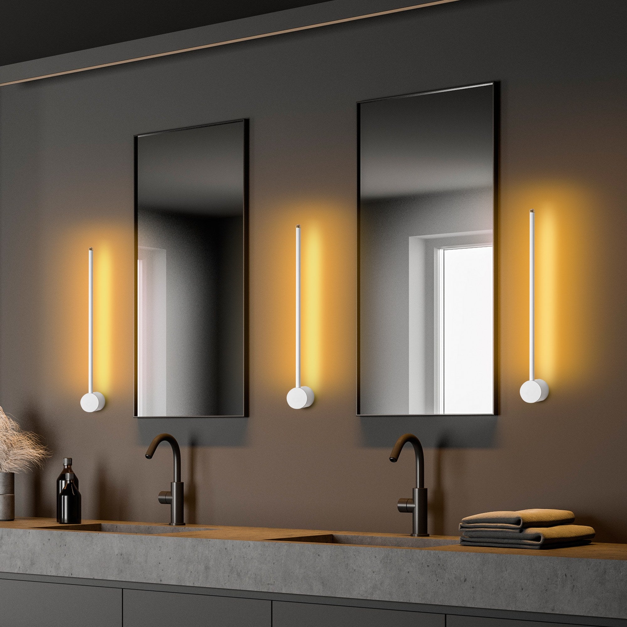 Candeeiro de Parede estilosa, corpo de metal, 62 cm de largura, 10 cm de altura, 7 cm de profundidade | LED 8W 3000K | Design branco elegante para iluminação moderna de casa e escritório