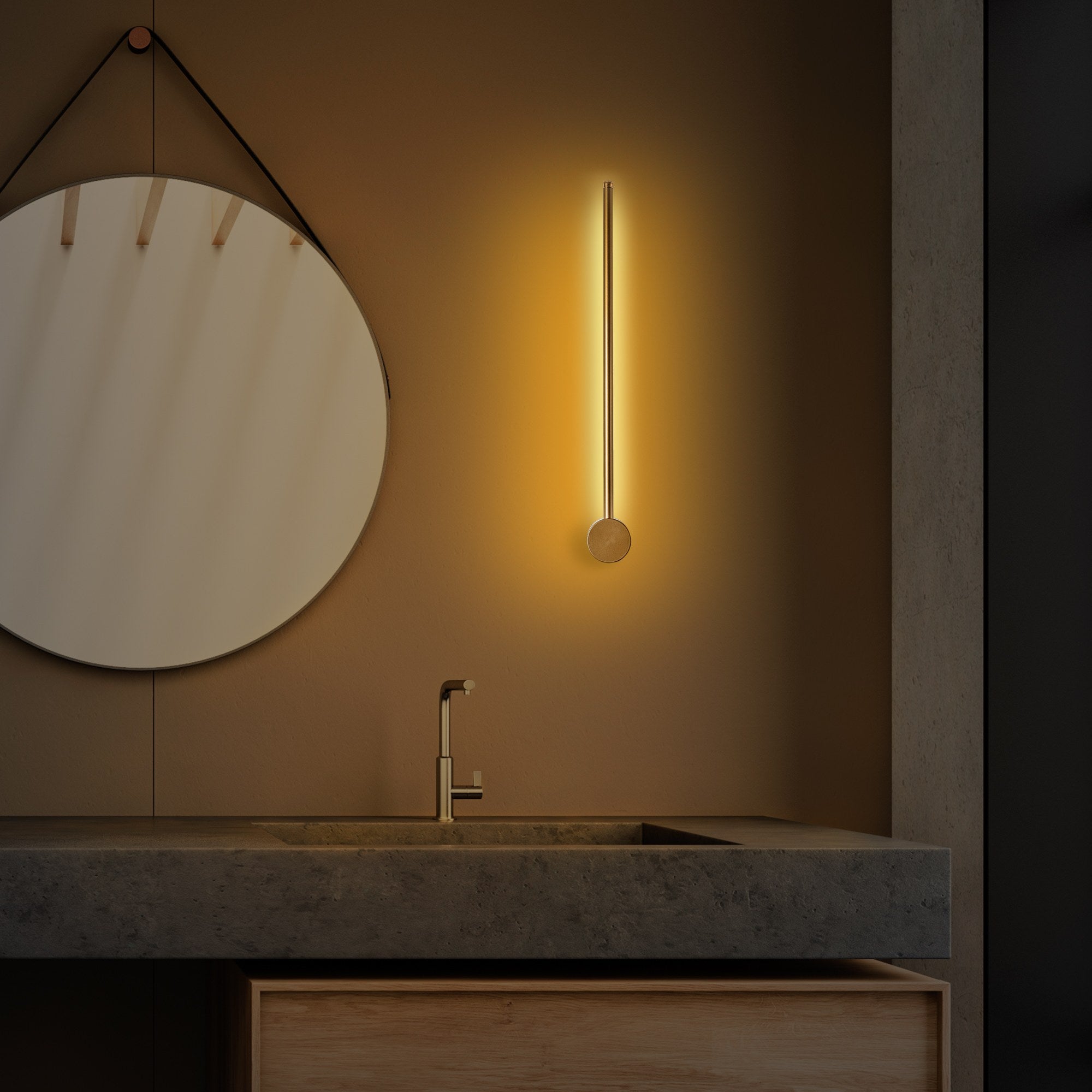 Candeeiro de Parede Elegante Dourada, Corpo em Metal, 62 x 10 x 7 cm | LED SMD 8W 3000K | Iluminação Elegante para Decoração Moderna, Classificação IP20