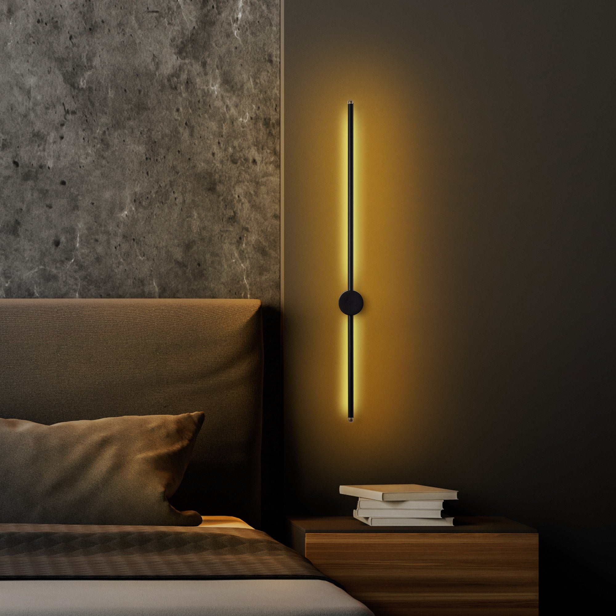 Candeeiro de Parede preta elegante, corpo de metal, 91 x 10 x 7 cm | LED SMD 13 W 3000 K | Classificação IP20, perfeita para decoração moderna e iluminação ambiente