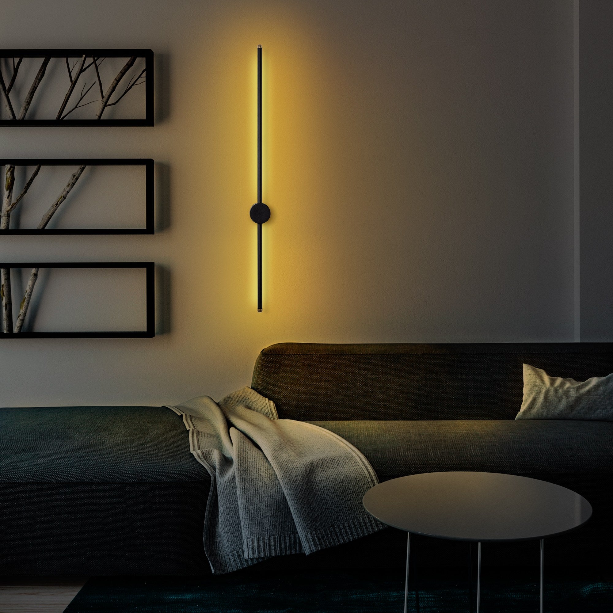 Candeeiro de Parede preta elegante, corpo de metal, 91 x 10 x 7 cm | LED SMD 13 W 3000 K | Classificação IP20, perfeita para decoração moderna e iluminação ambiente