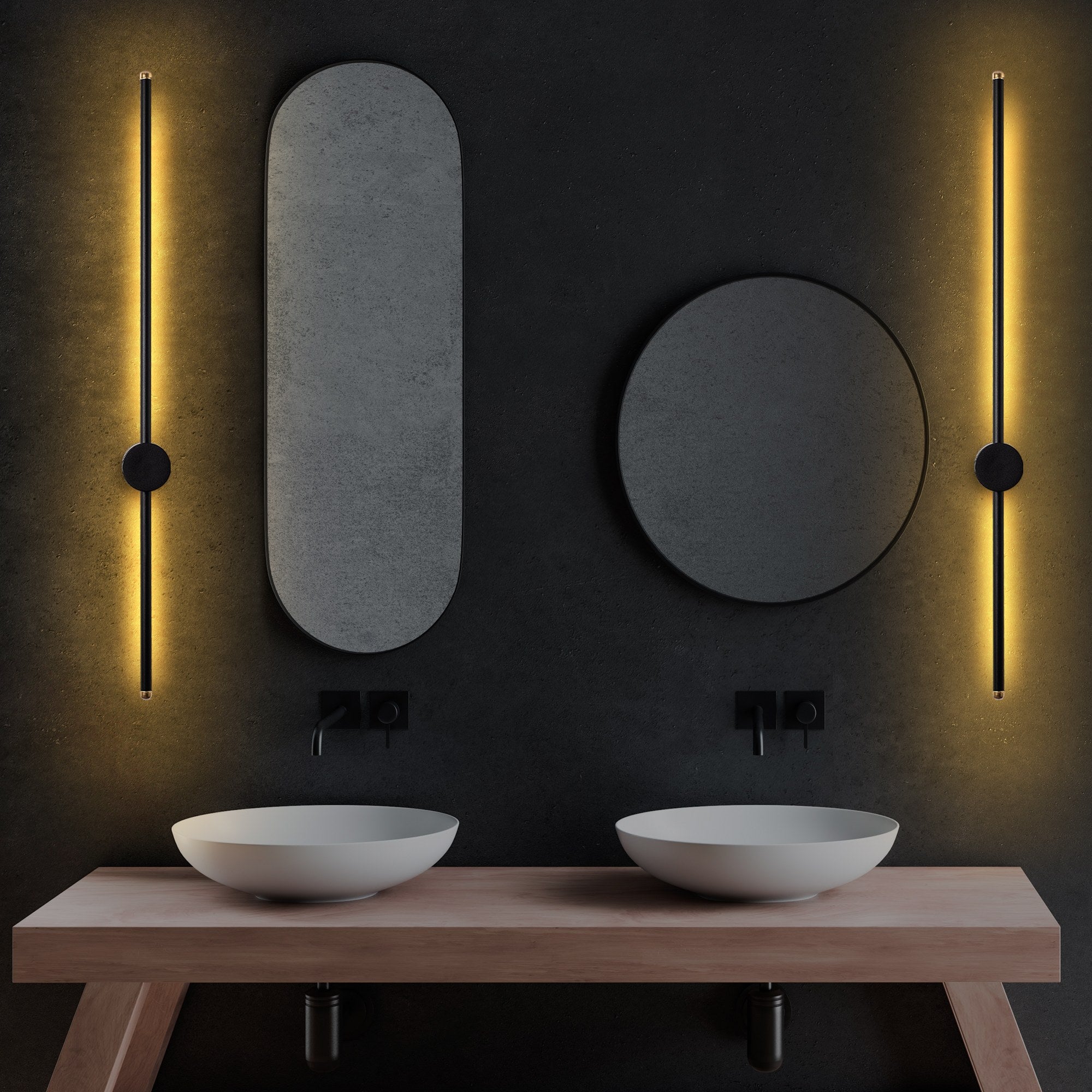 Candeeiro de Parede preta elegante, corpo de metal, 91 x 10 x 7 cm | LED SMD 13 W 3000 K | Classificação IP20, perfeita para decoração moderna e iluminação ambiente