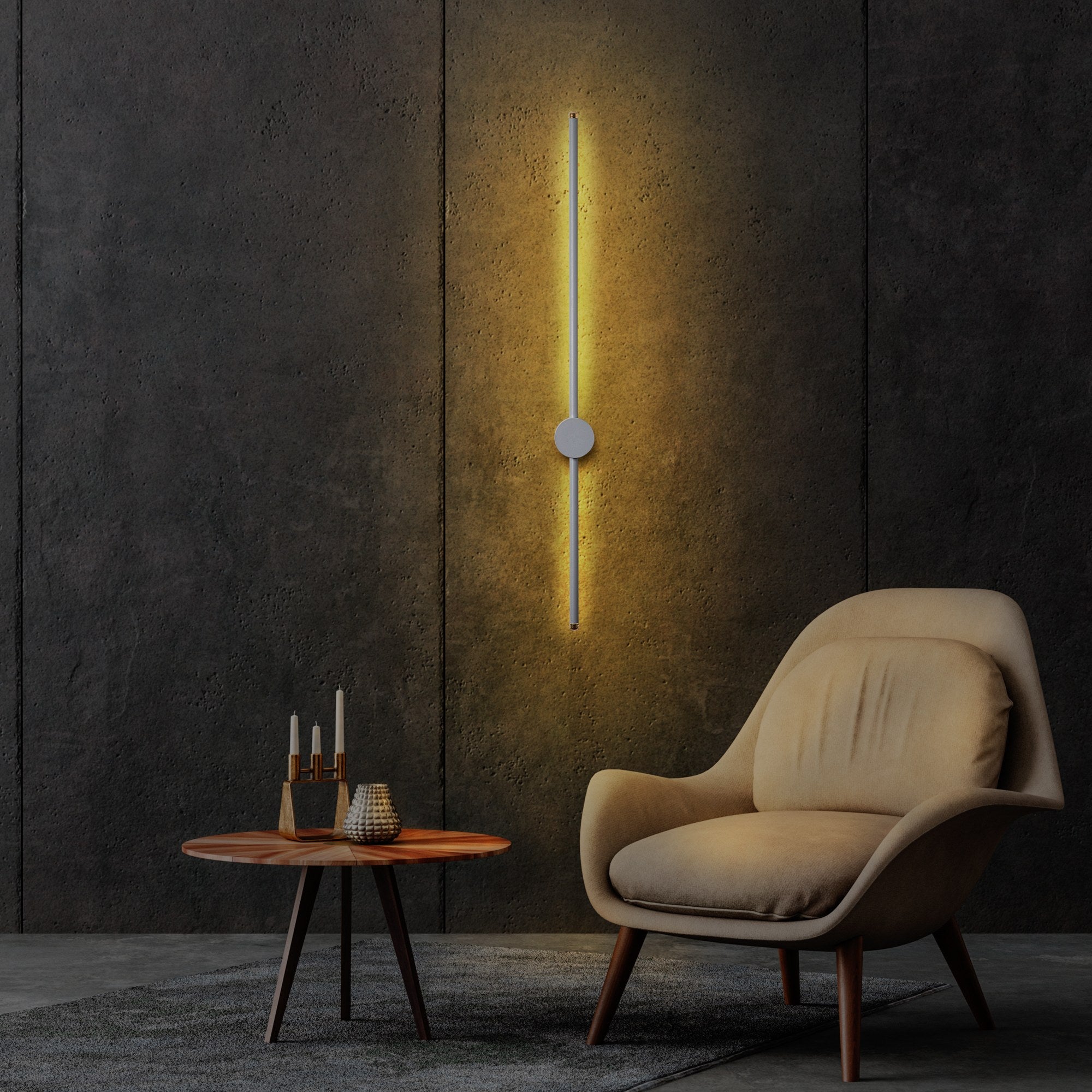 Candeeiro de Parede cinza elegante, corpo de metal, 91 x 10 x 7 cm | LED SMD 13 W 3000 K | Classificação IP20 | Perfeito para decoração moderna e iluminação ambiente