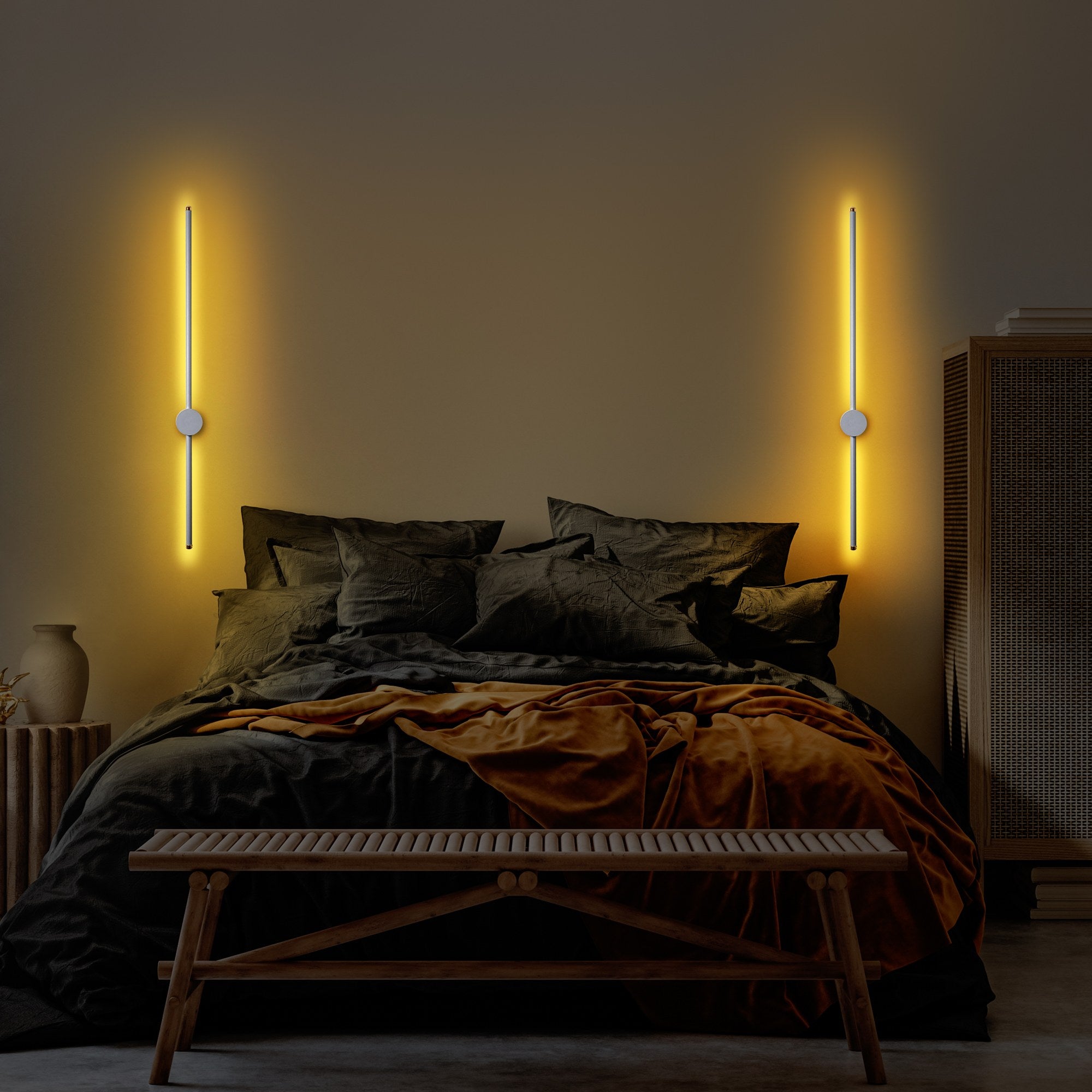Candeeiro de Parede cinza elegante, corpo de metal, 91 x 10 x 7 cm | LED SMD 13 W 3000 K | Classificação IP20 | Perfeito para decoração moderna e iluminação ambiente