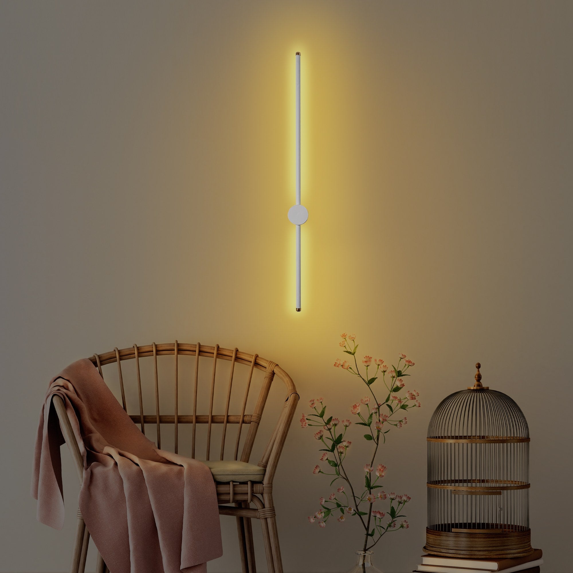 Candeeiro de Parede elegante, corpo de metal, 91 x 10 x 7 cm | LED SMD 13 W 3000 K | Design branco elegante, perfeito para iluminação moderna de casa e escritório