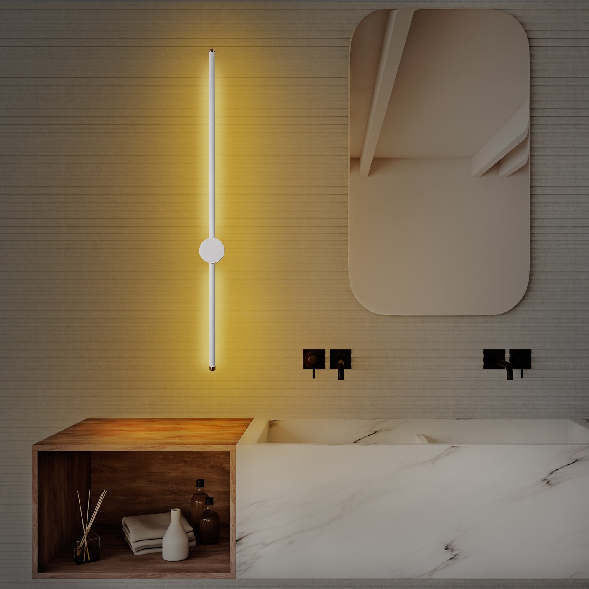 Candeeiro de Parede elegante, corpo de metal, 91 x 10 x 7 cm | LED SMD 13 W 3000 K | Design branco elegante, perfeito para iluminação moderna de casa e escritório