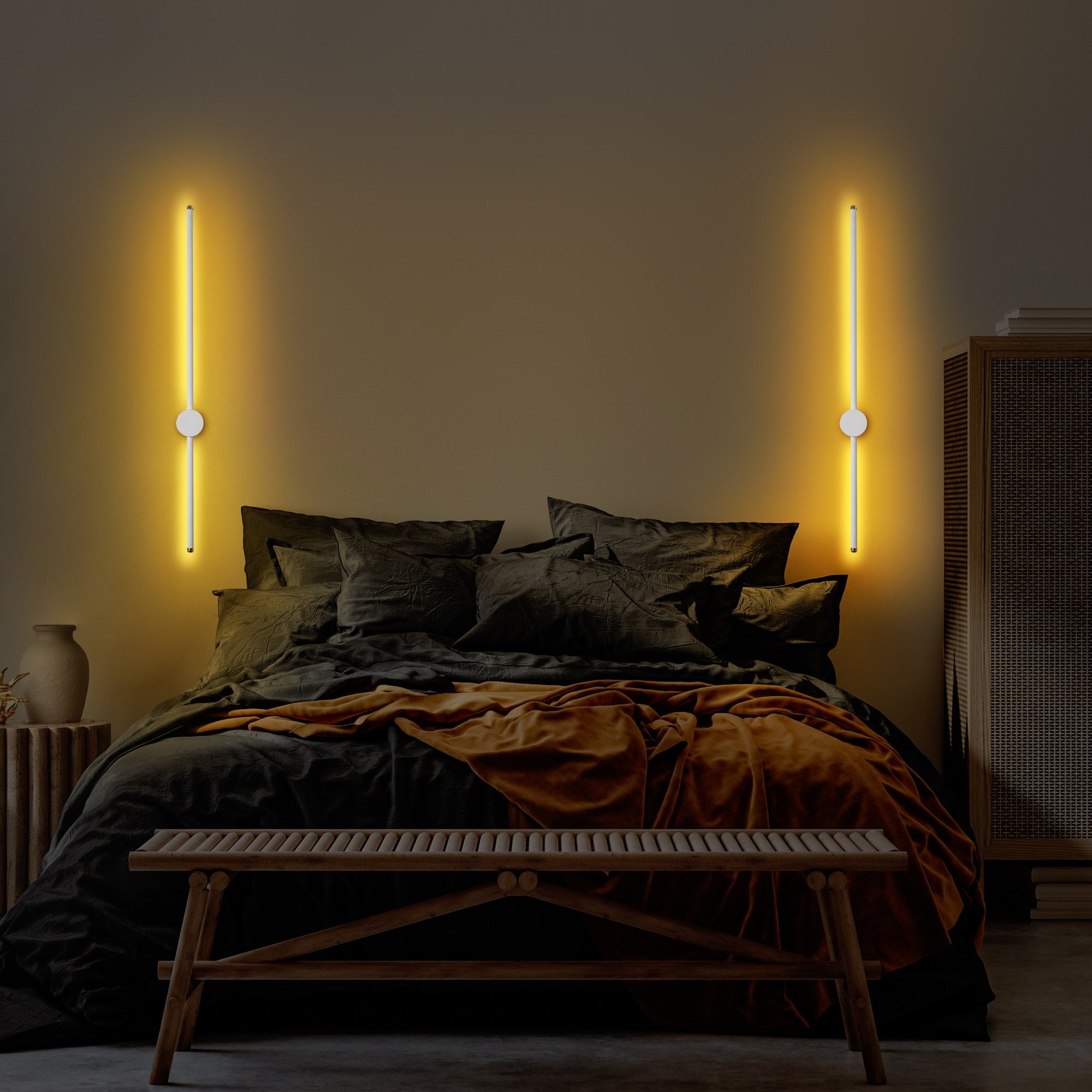 Candeeiro de Parede elegante, corpo de metal, 91 x 10 x 7 cm | LED SMD 13 W 3000 K | Design branco elegante, perfeito para iluminação moderna de casa e escritório