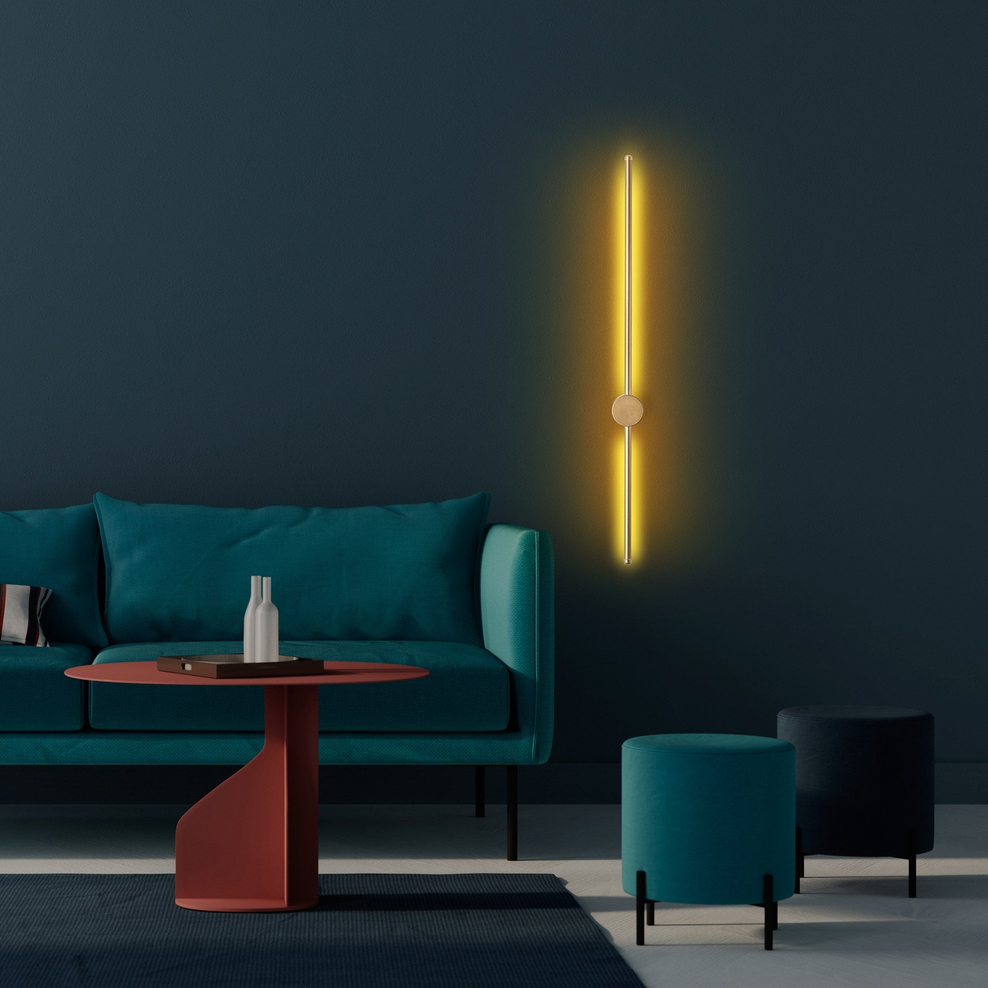 Candeeiro de Parede Elegante Dourada, Corpo em Metal, 91 x 10 x 7 cm | LED SMD 13W 3000K | Iluminação Elegante para Decoração e Ambiente Modernos