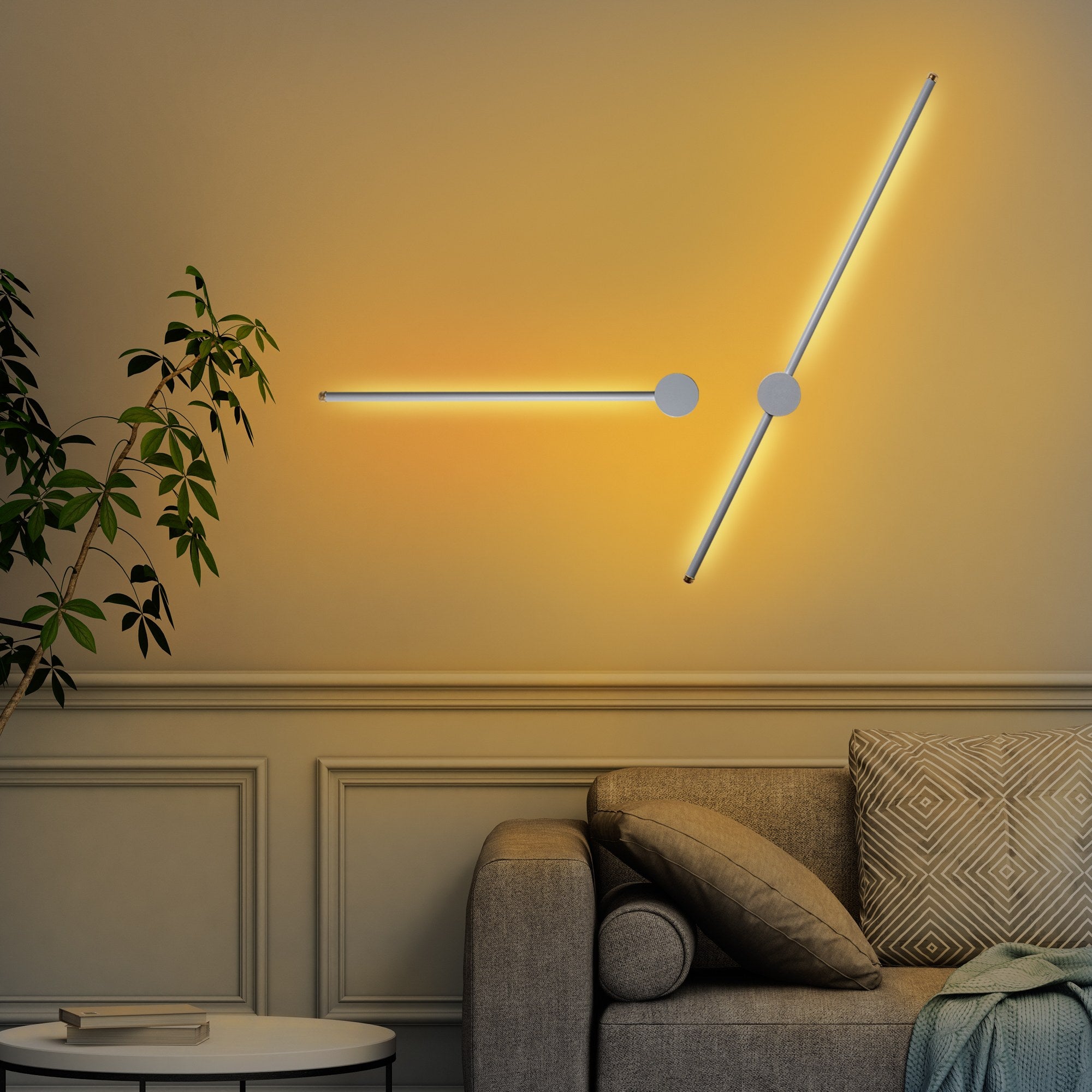 Candeeiro de Parede branca moderna, corpo de metal, 91x10x7 cm e 62x10x7 cm | LED 13W e 8W, IP20 | Design elegante para iluminação residencial e comercial