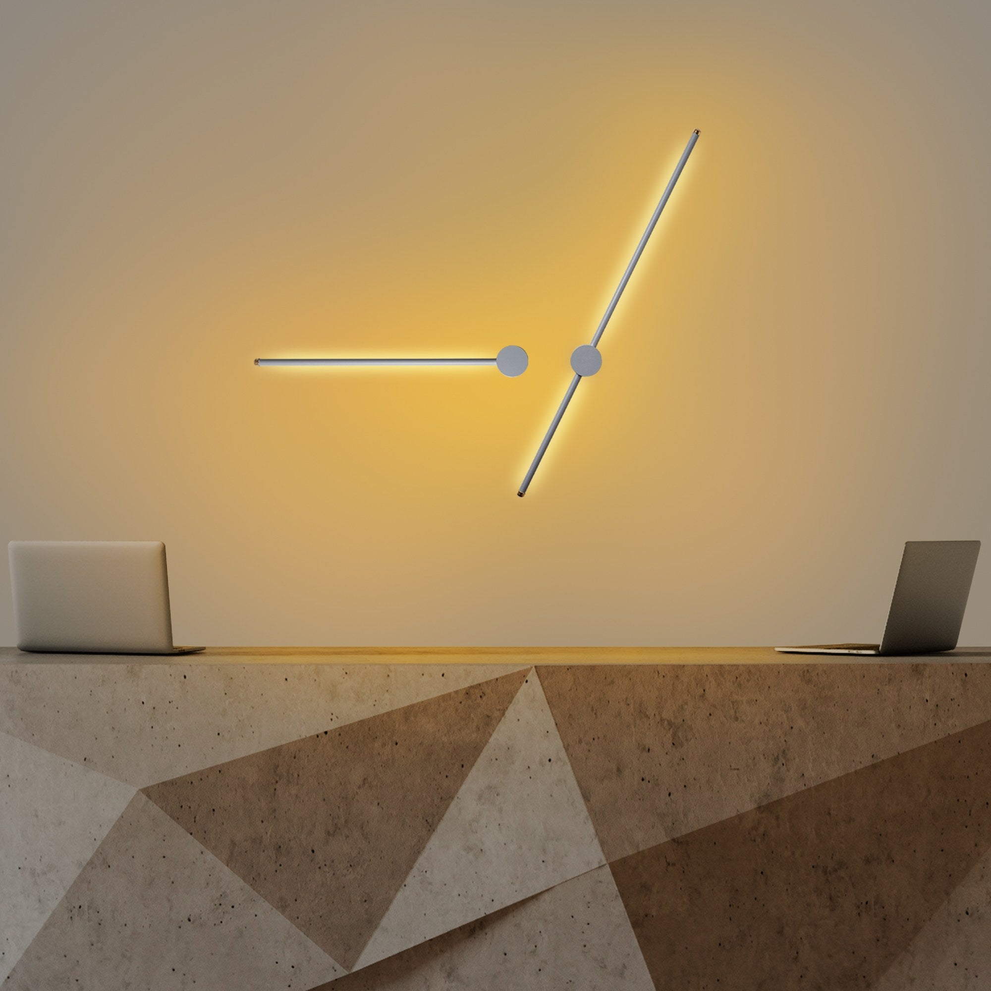 Candeeiro de Parede branca moderna, corpo de metal, 91x10x7 cm e 62x10x7 cm | LED 13W e 8W, IP20 | Design elegante para iluminação residencial e comercial