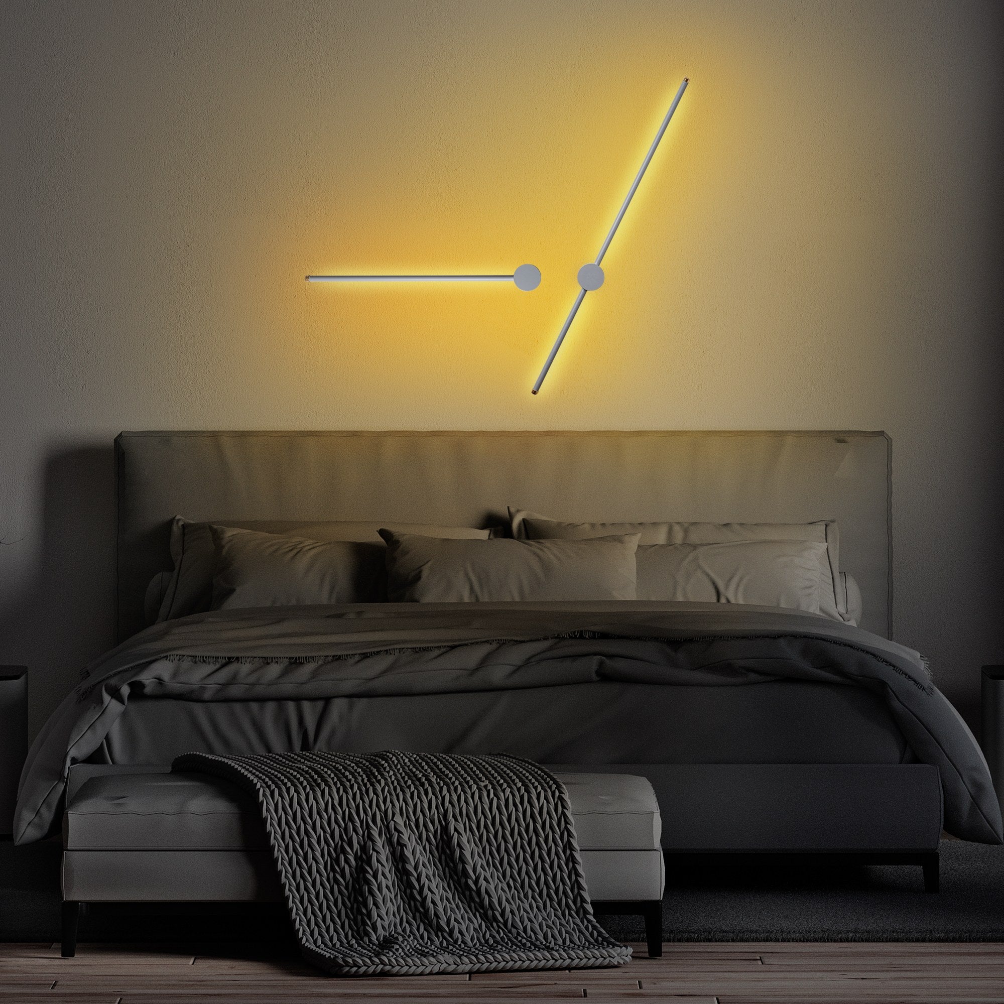 Candeeiro de Parede branca moderna, corpo de metal, 91x10x7 cm e 62x10x7 cm | LED 13W e 8W, IP20 | Design elegante para iluminação residencial e comercial
