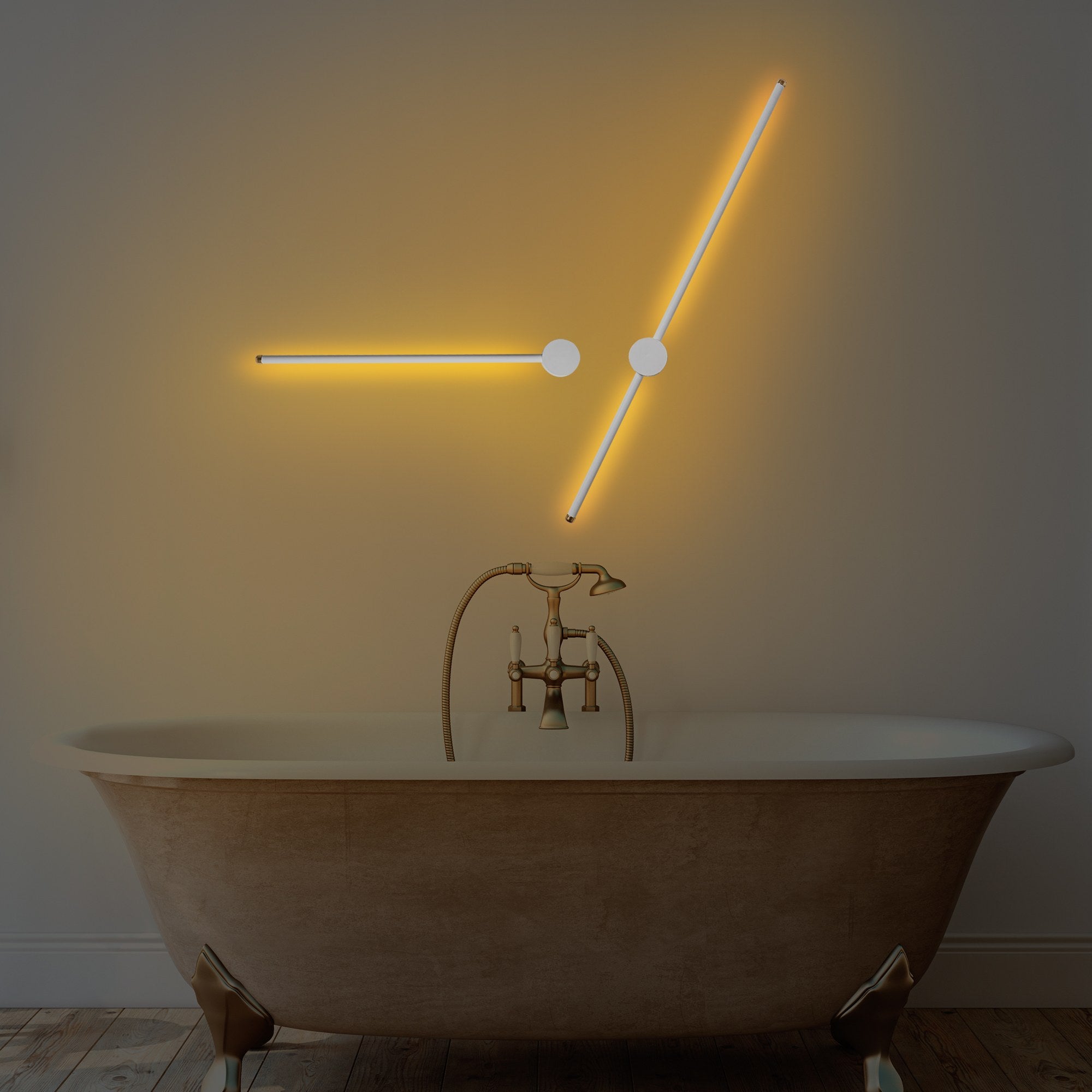 Candeeiro de Parede Elegante Dourada, Corpo em Metal, 91x10x7 cm e 62x10x7 cm | LED 13W e 8W, IP20 | Iluminação Elegante para Decoração e Ambiente Modernos
