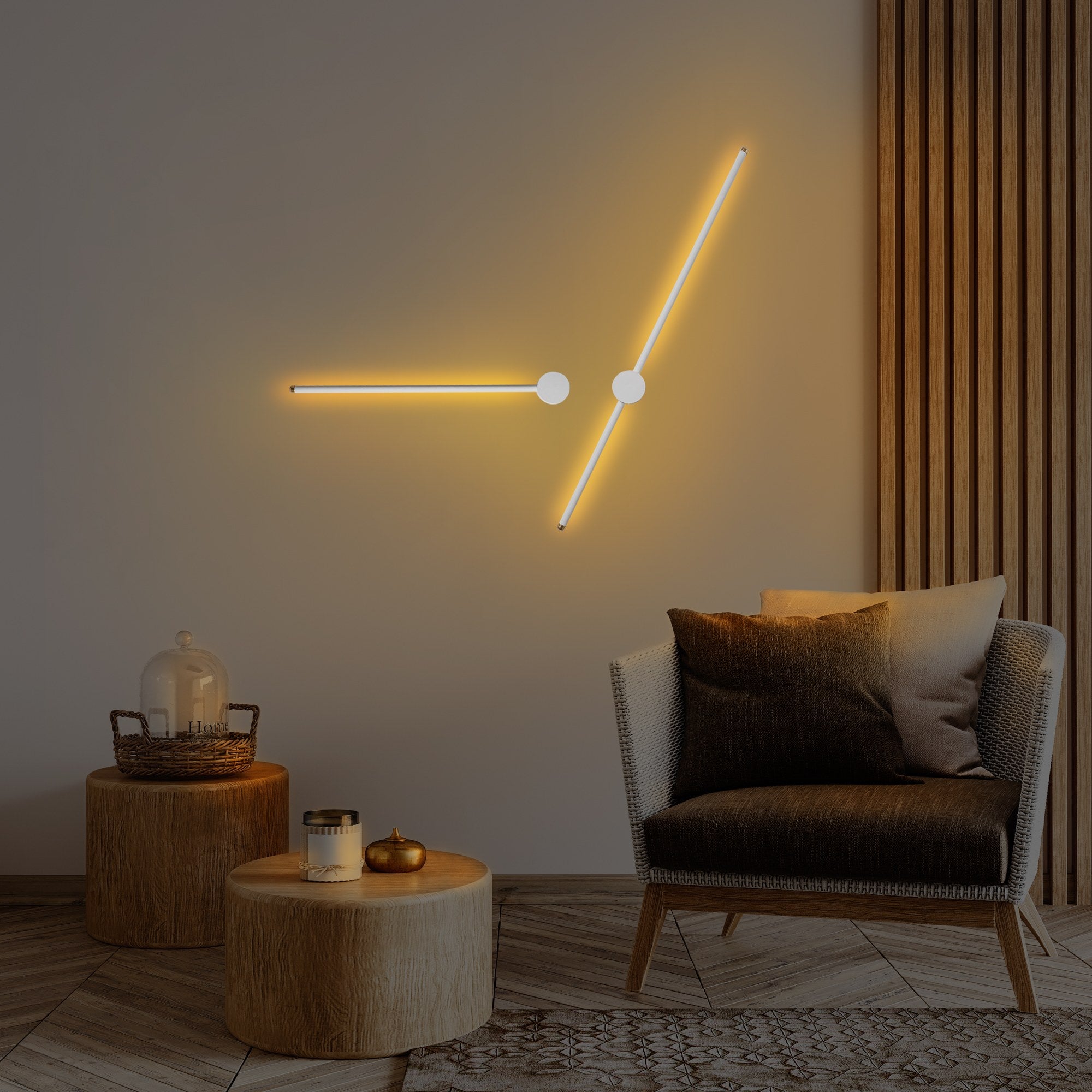 Candeeiro de Parede Elegante Dourada, Corpo em Metal, 91x10x7 cm e 62x10x7 cm | LED 13W e 8W, IP20 | Iluminação Elegante para Decoração e Ambiente Modernos