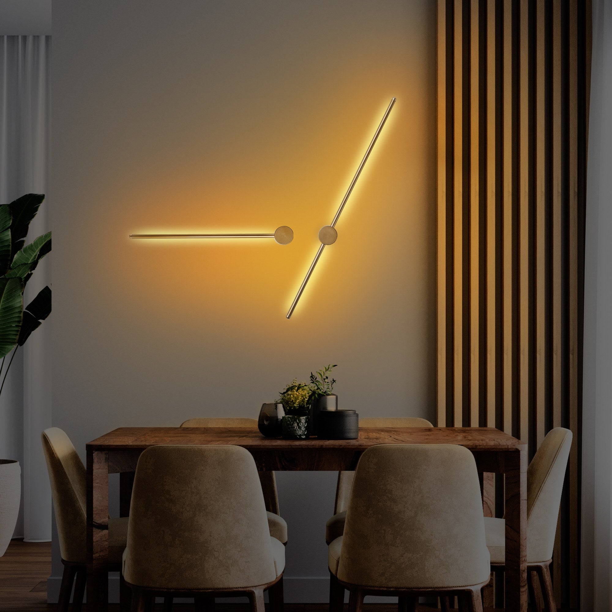 Candeeiro de Parede Elegante Dourada, Corpo em Metal, 91x10x7 cm e 62x10x7 cm | LED 13W e 8W, IP20 | Iluminação Elegante para Decoração e Ambiente Modernos