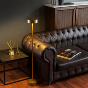 Candeeiro de Pé elegante dourada, corpo de metal, 111 cm de altura, 16 cm de diâmetro, 80 CRI, LED 5W 3000K, duração de luz de 8 horas, perfeita para decoração moderna