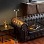 Candeeiro de Pé cromada e estilosa, 111 cm de altura, 16 cm de diâmetro | Corpo de metal, LED de 5 W, 3000 K | Bateria com duração de 8 horas, perfeita para ambientes modernos