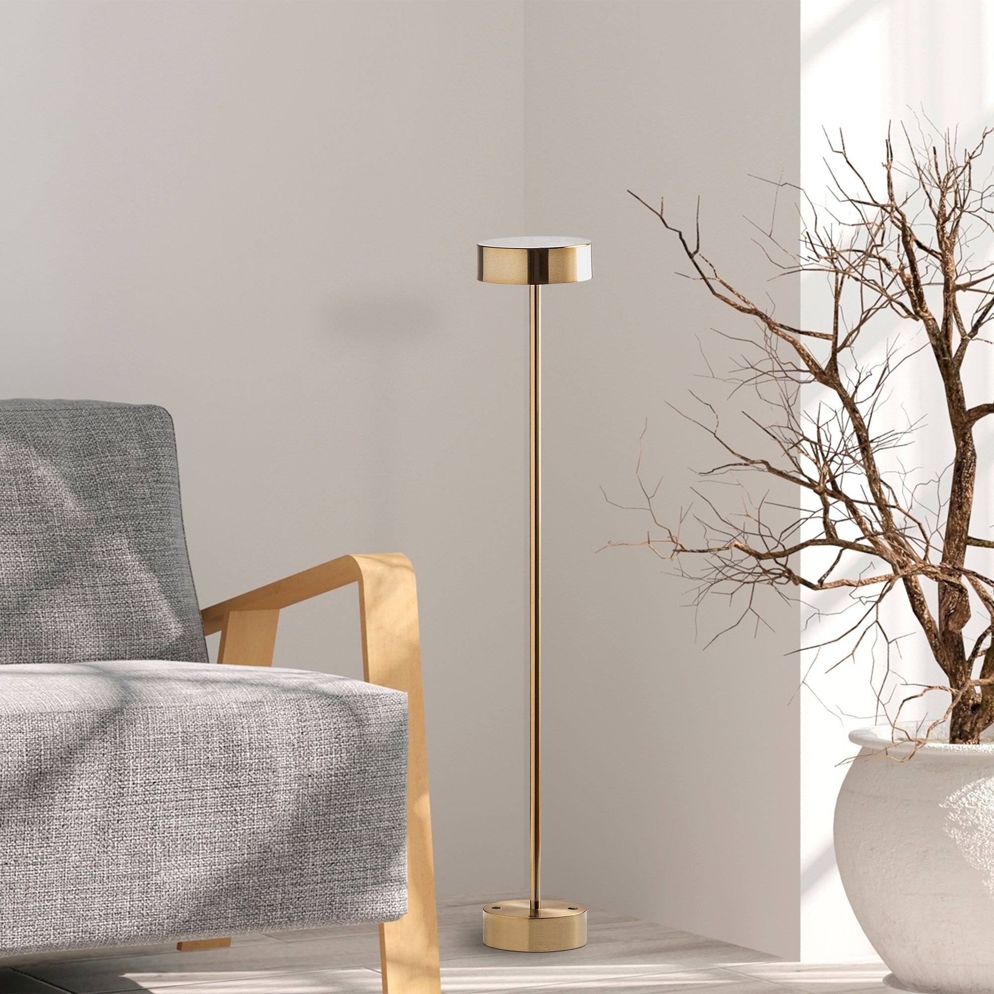 Candeeiro de Pé vintage com corpo de metal, 111 cm de altura, 16 cm de diâmetro | LED de 5 W, 3000 K, bateria com duração de 8 horas | Design elegante para casa e escritório