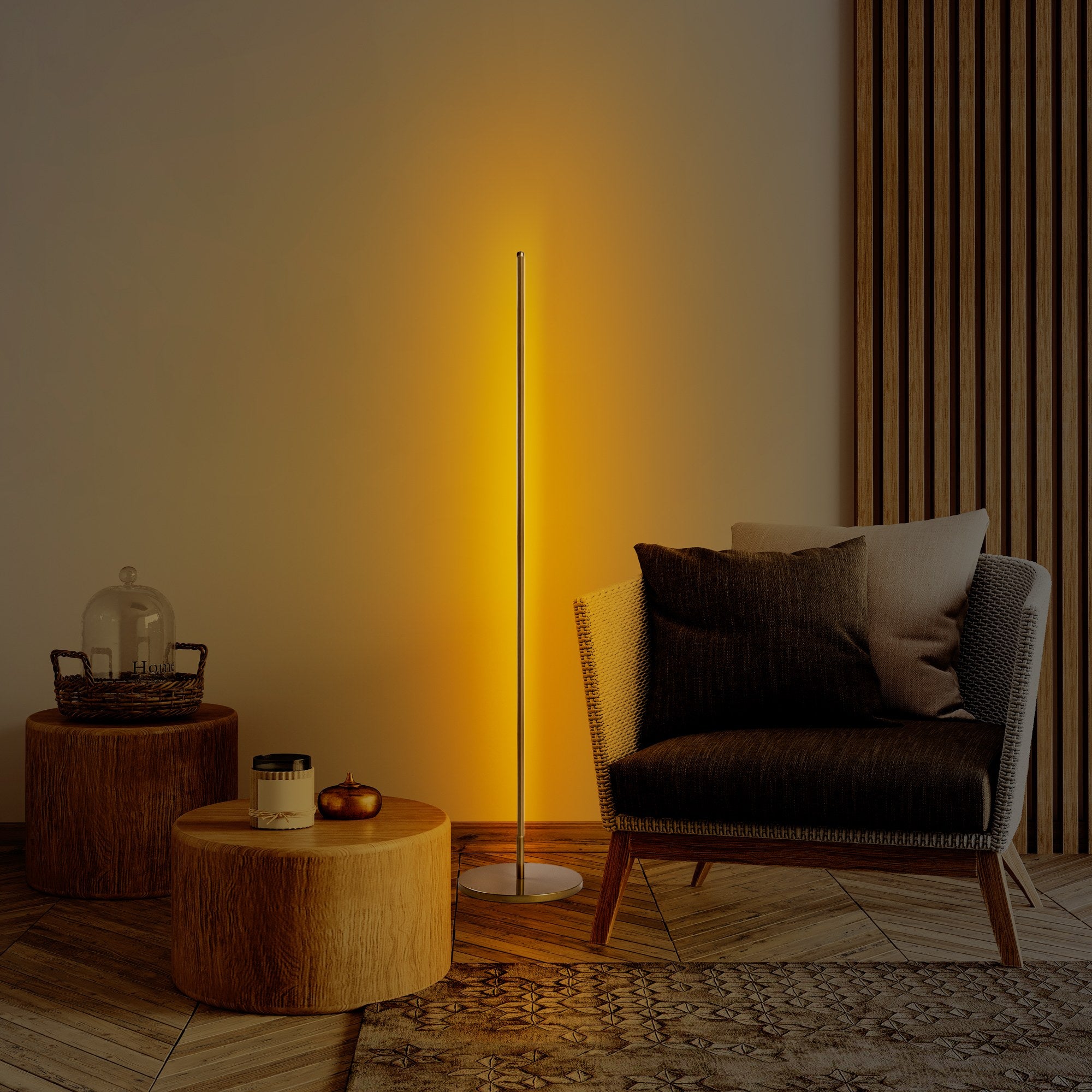 Candeeiro de Pé Elegante Dourada, Corpo de Metal, 153 cm de Altura, Base de 30 cm | LED 36W 3000K | Iluminação Elegante para Decoração Moderna de Casa e Escritório