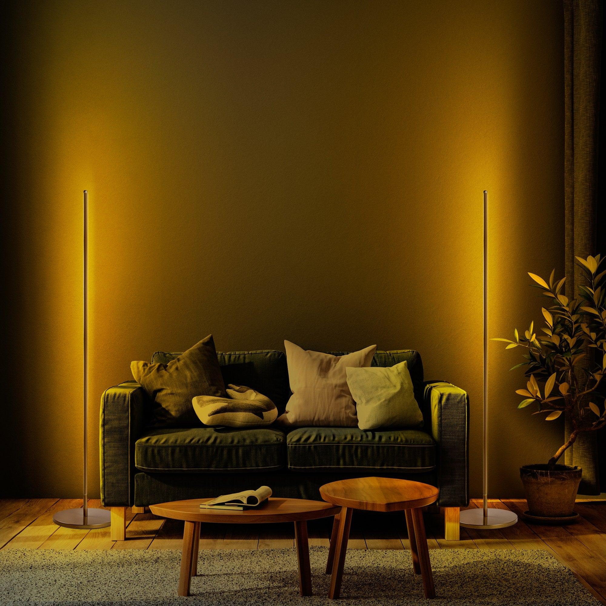 Candeeiro de Pé Elegante Dourada, Corpo de Metal, 153 cm de Altura, Base de 30 cm | LED 36W 3000K | Iluminação Elegante para Decoração Moderna de Casa e Escritório