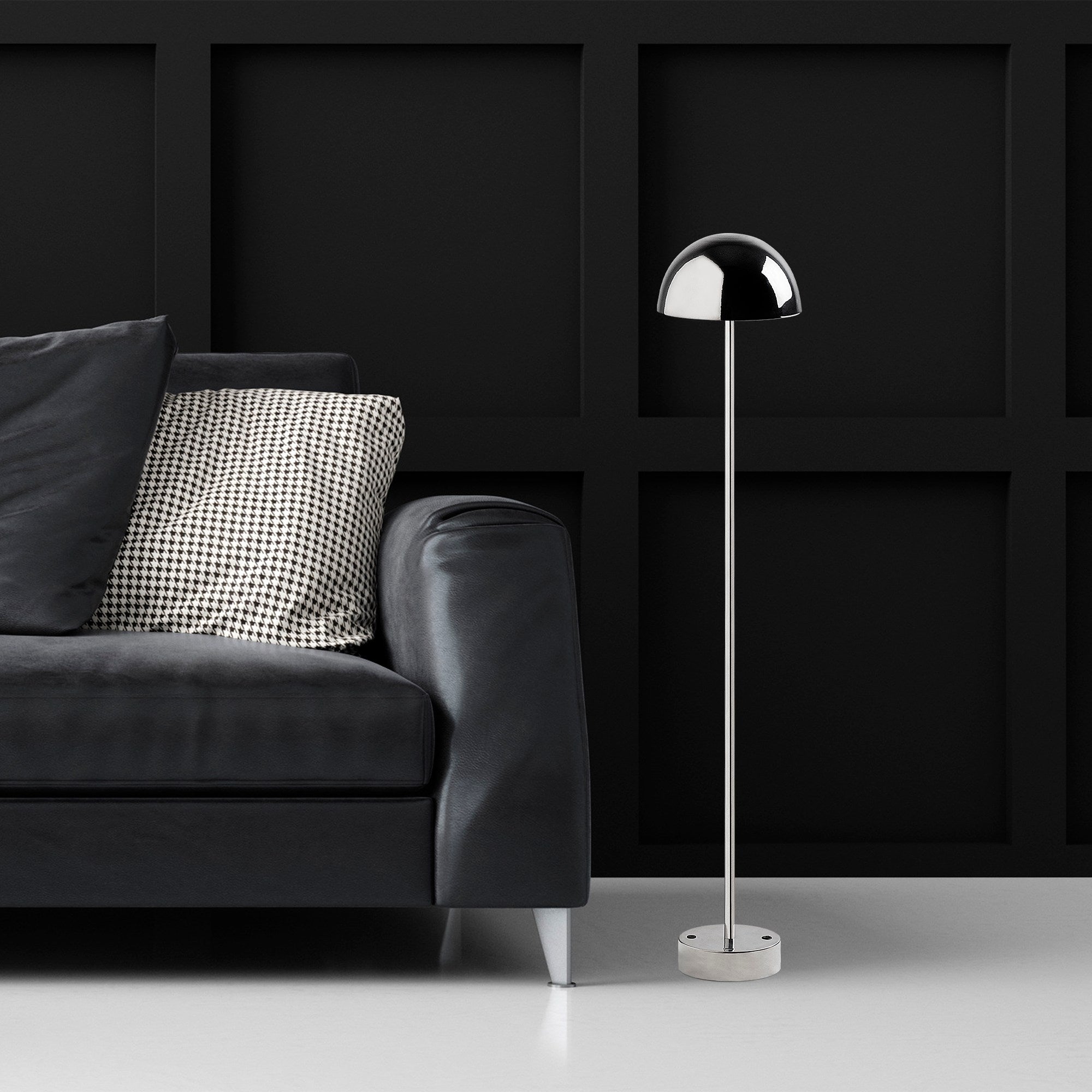 Candeeiro de Pé cromada estilosa, 115 cm de altura, 20 cm de diâmetro | Corpo de metal, LED 5W 3000K, bateria com duração de 8 horas | Design moderno para casa e escritório