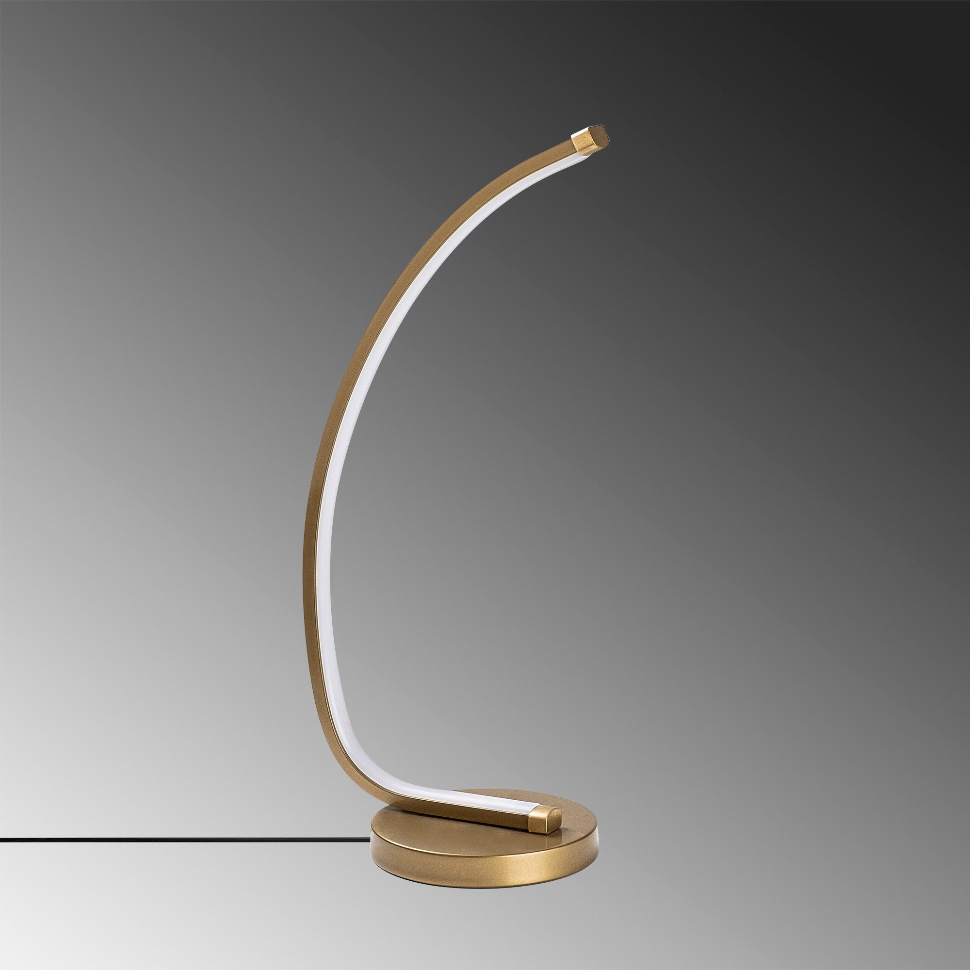 Candeeiro de Mesa Elegante Dourada, Corpo em Metal, 18 x 43 x 13 cm | LED 12W, 3000K, 80 CRI | Iluminação Elegante para Casa e Escritório, Interruptor Liga/Desliga, Cabo de 200 cm