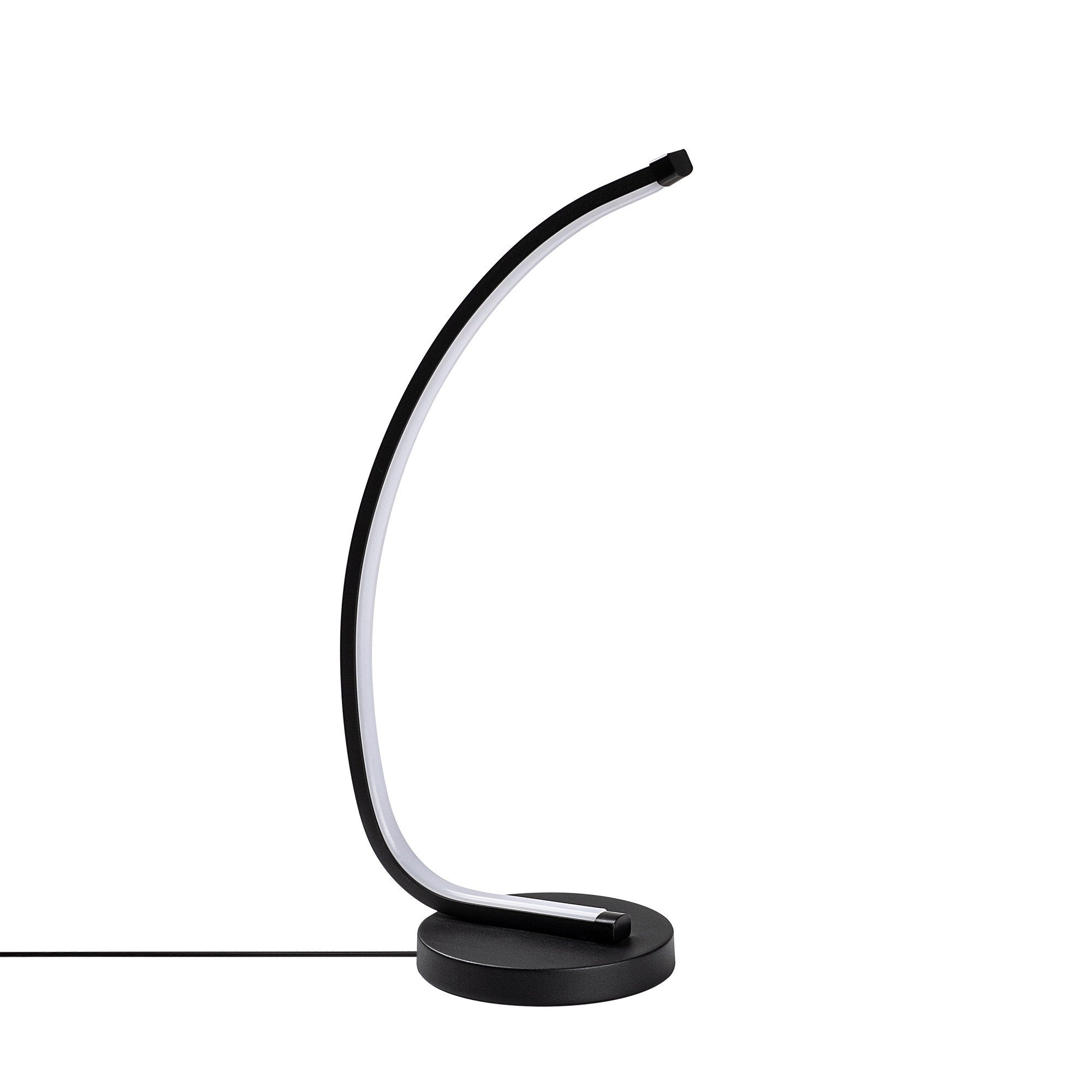 Candeeiro de Mesa Elegante Preta, Corpo de Metal, 43 cm de Altura, 18 cm de Largura, LED 12W 3000K | Interruptor Liga/Desliga, Cabo de 200 cm | Perfeito para Decoração Moderna