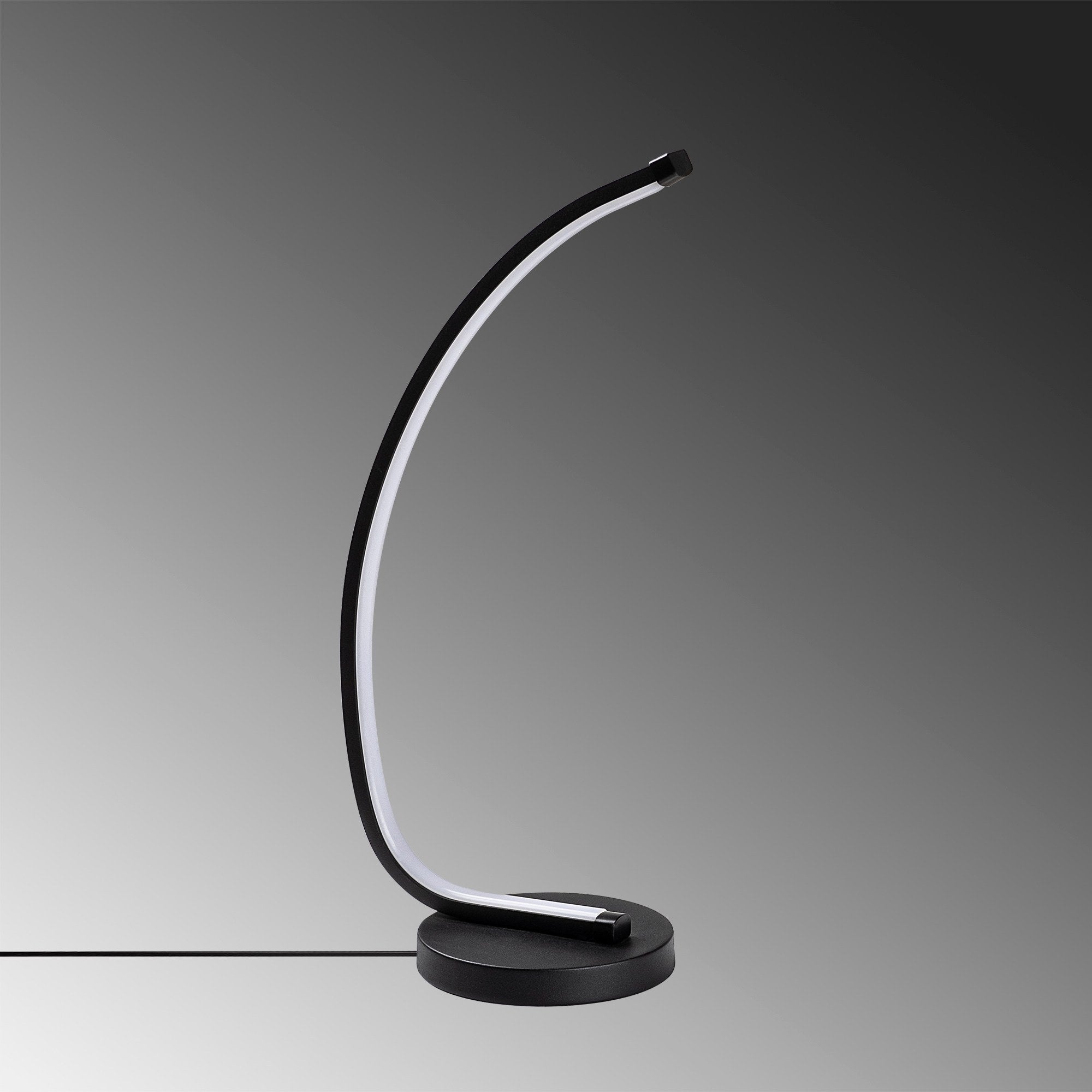 Candeeiro de Mesa Elegante Preta, Corpo de Metal, 43 cm de Altura, 18 cm de Largura, LED 12W 3000K | Interruptor Liga/Desliga, Cabo de 200 cm | Perfeito para Decoração Moderna