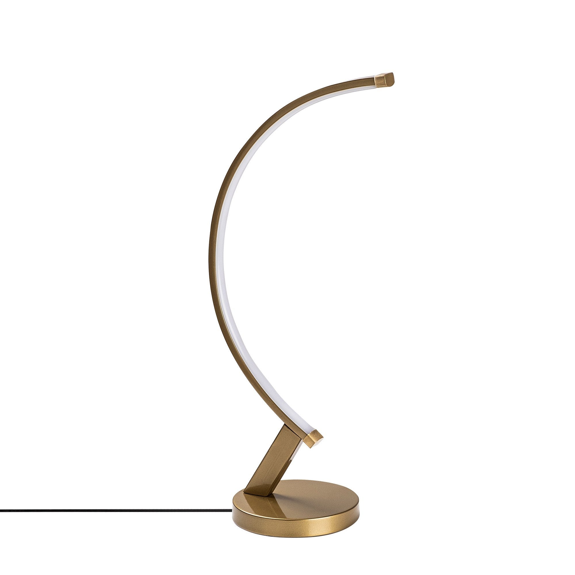Candeeiro de Mesa Elegante Dourada, Corpo em Metal, 47 cm de Altura, Base de 13 cm, Cabo de 200 cm, IRC de 80, LED 12W 3000K | Ideal para Decoração e Iluminação Moderna