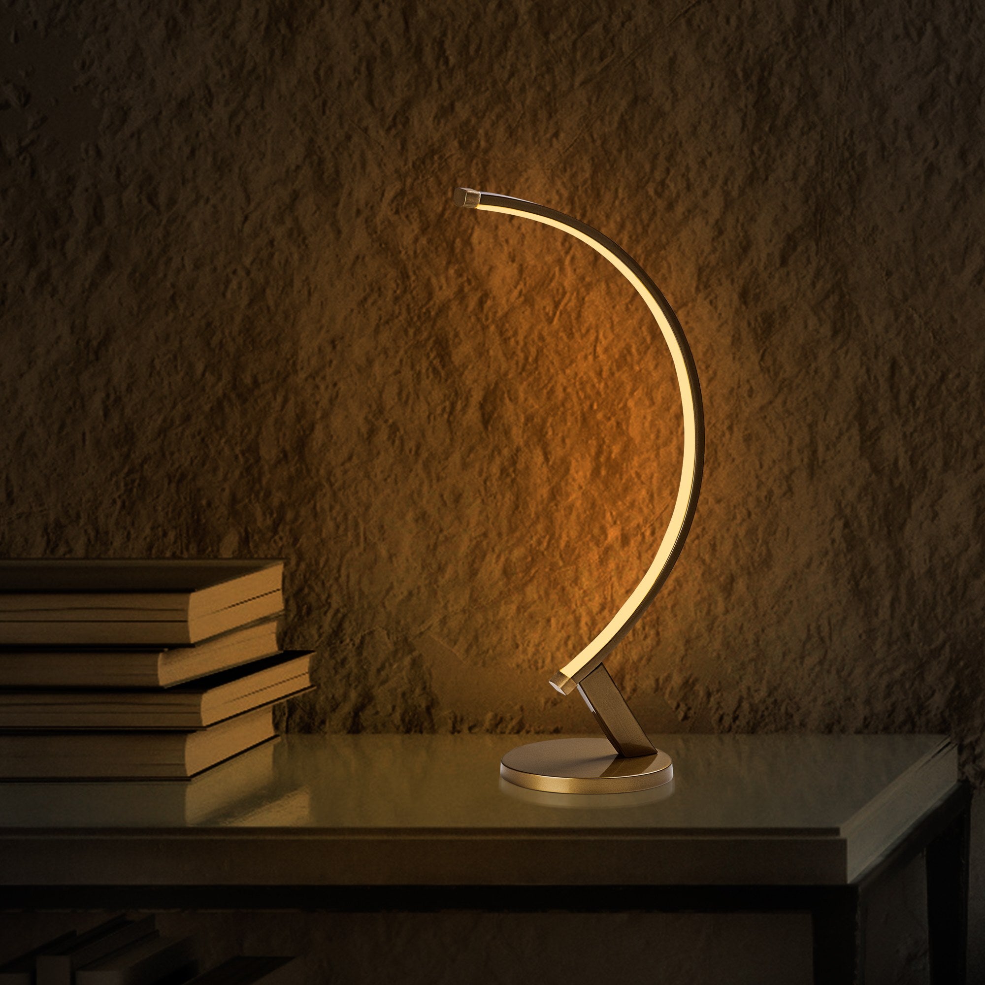Candeeiro de Mesa Elegante Dourada, Corpo em Metal, 47 cm de Altura, Base de 13 cm, Cabo de 200 cm, IRC de 80, LED 12W 3000K | Ideal para Decoração e Iluminação Moderna