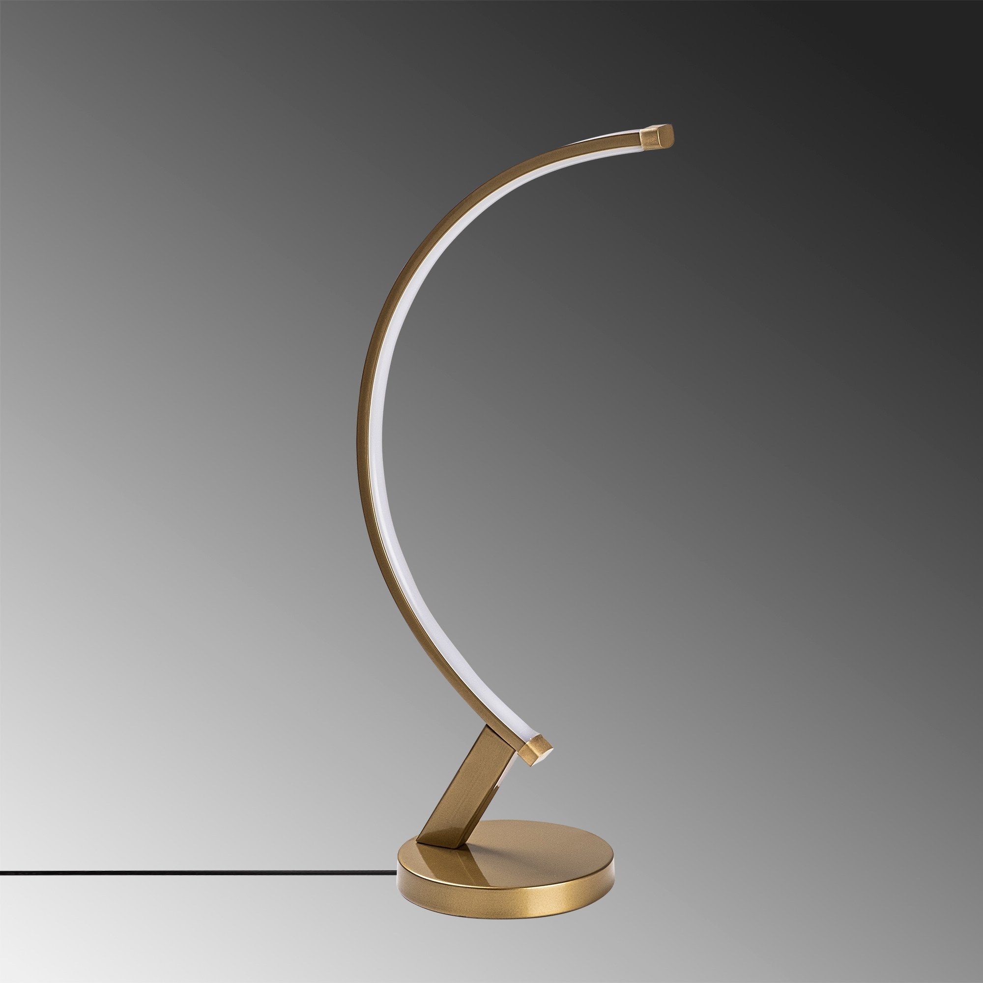 Candeeiro de Mesa Elegante Dourada, Corpo em Metal, 47 cm de Altura, Base de 13 cm, Cabo de 200 cm, IRC de 80, LED 12W 3000K | Ideal para Decoração e Iluminação Moderna