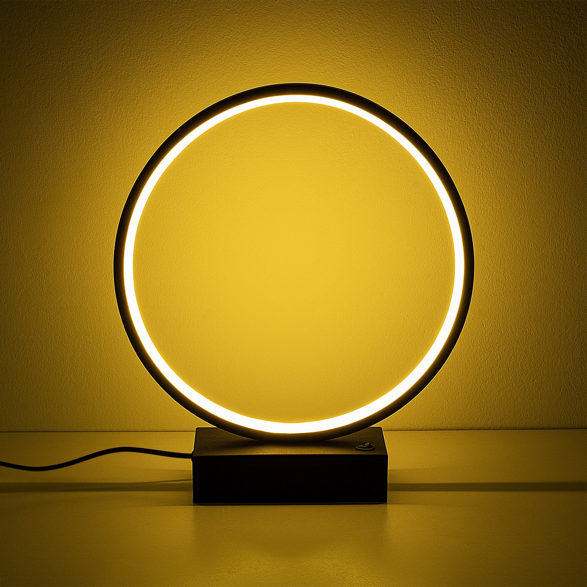 Candeeiro de Mesa preta elegante, corpo de metal, 30 cm x 35 cm x 9 cm | LED de 12 W, 3000 K, 80 CRI | Ideal para decoração moderna de casa e escritório, com interruptor liga/desliga