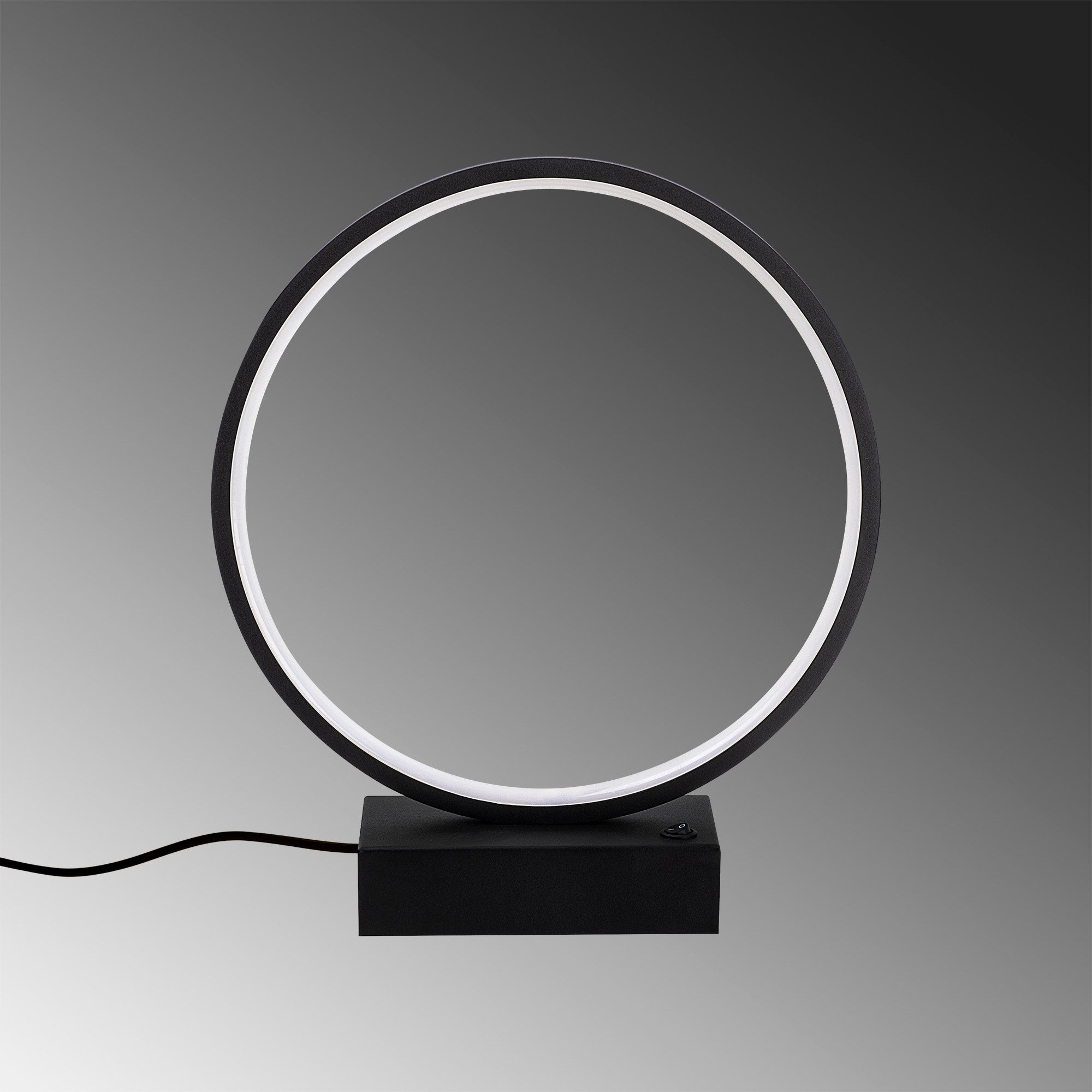 Candeeiro de Mesa preta elegante, corpo de metal, 30 cm x 35 cm x 9 cm | LED de 12 W, 3000 K, 80 CRI | Ideal para decoração moderna de casa e escritório, com interruptor liga/desliga