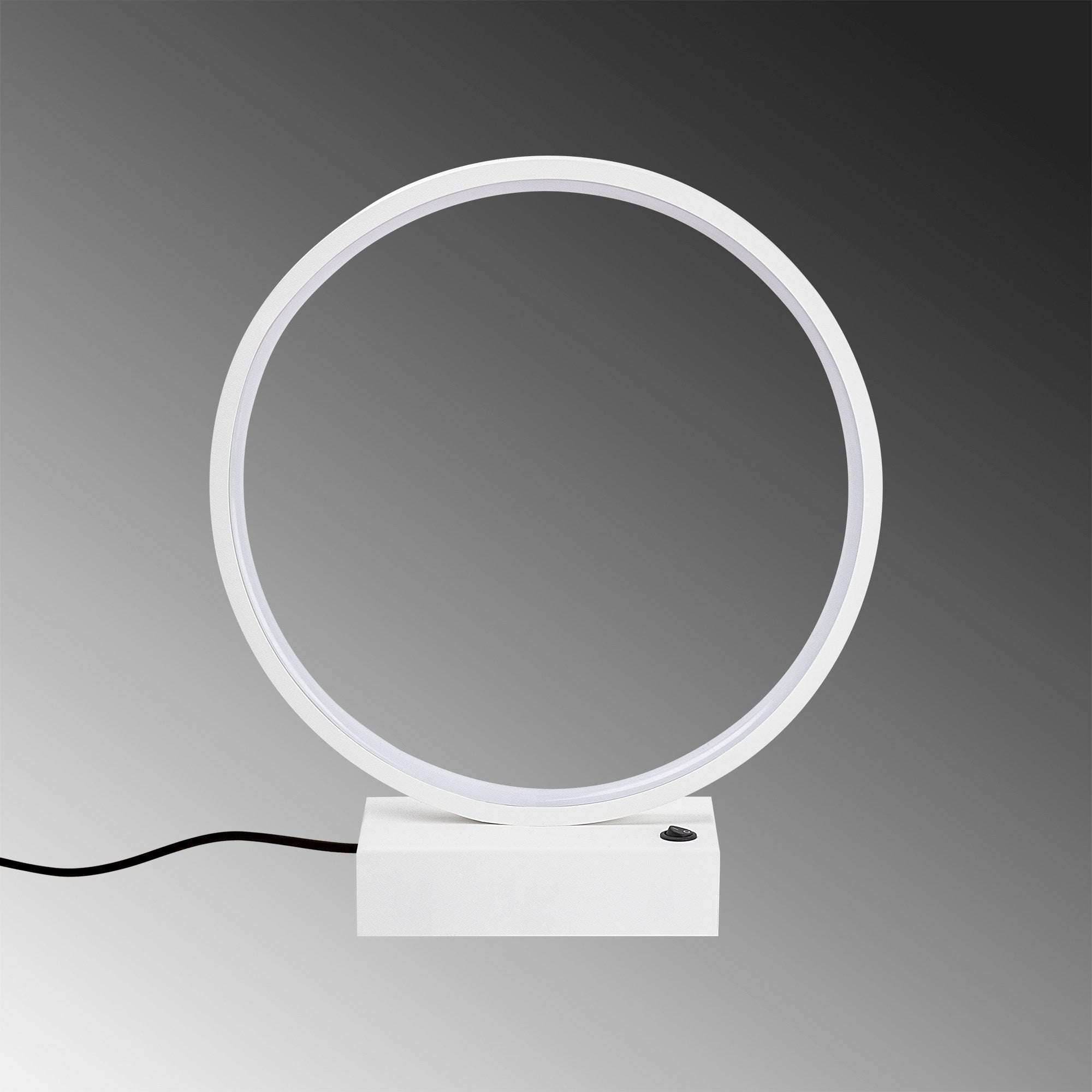 Candeeiro de Mesa Branca Elegante, Corpo de Metal, 30 cm x 35 cm x 9 cm | LED 12W, 3000K, 80 CRI | Ideal para Decoração Moderna de Casa e Escritório, Interruptor Liga/Desliga