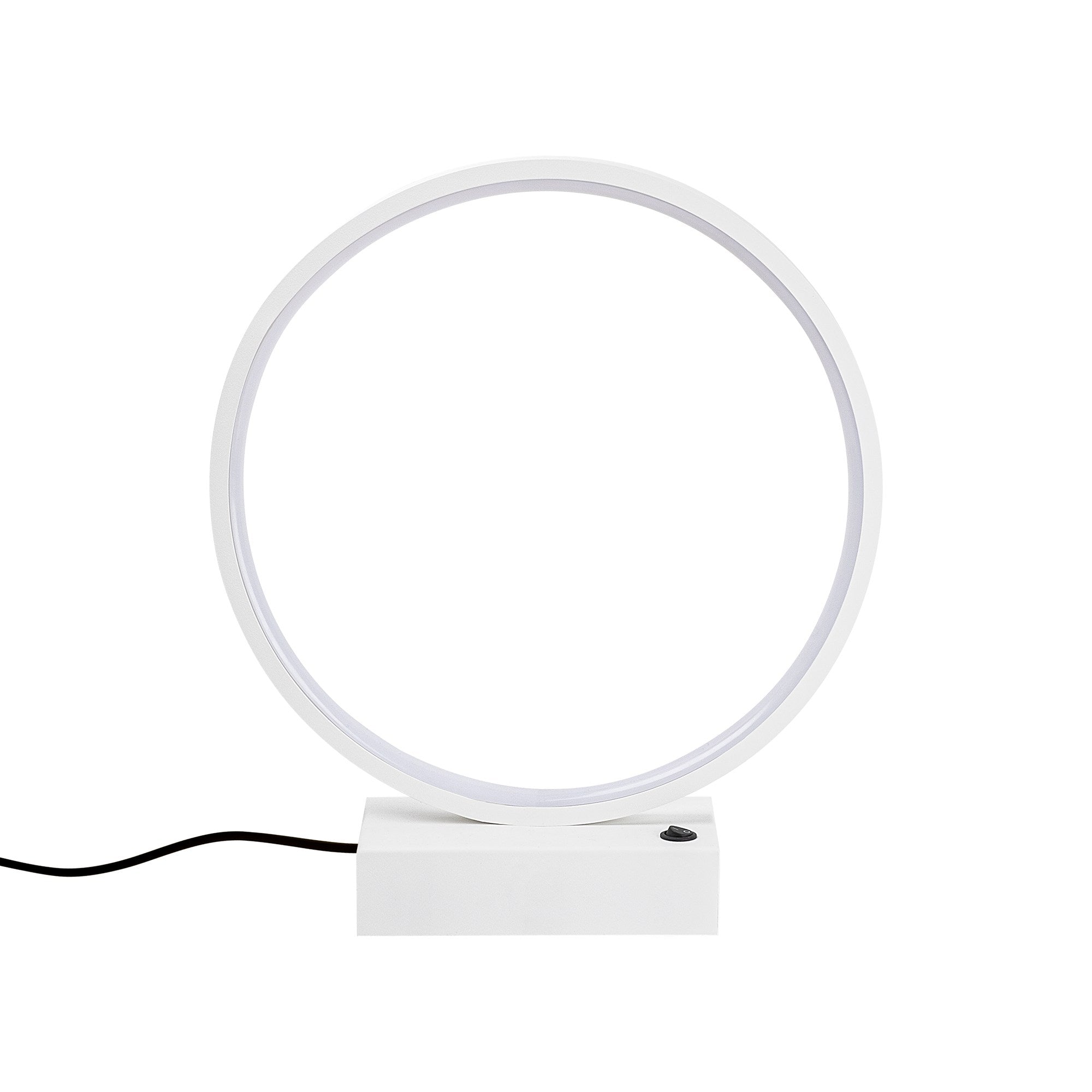 Candeeiro de Mesa Branca Elegante, Corpo de Metal, 30 cm x 35 cm x 9 cm | LED 12W, 3000K, 80 CRI | Ideal para Decoração Moderna de Casa e Escritório, Interruptor Liga/Desliga