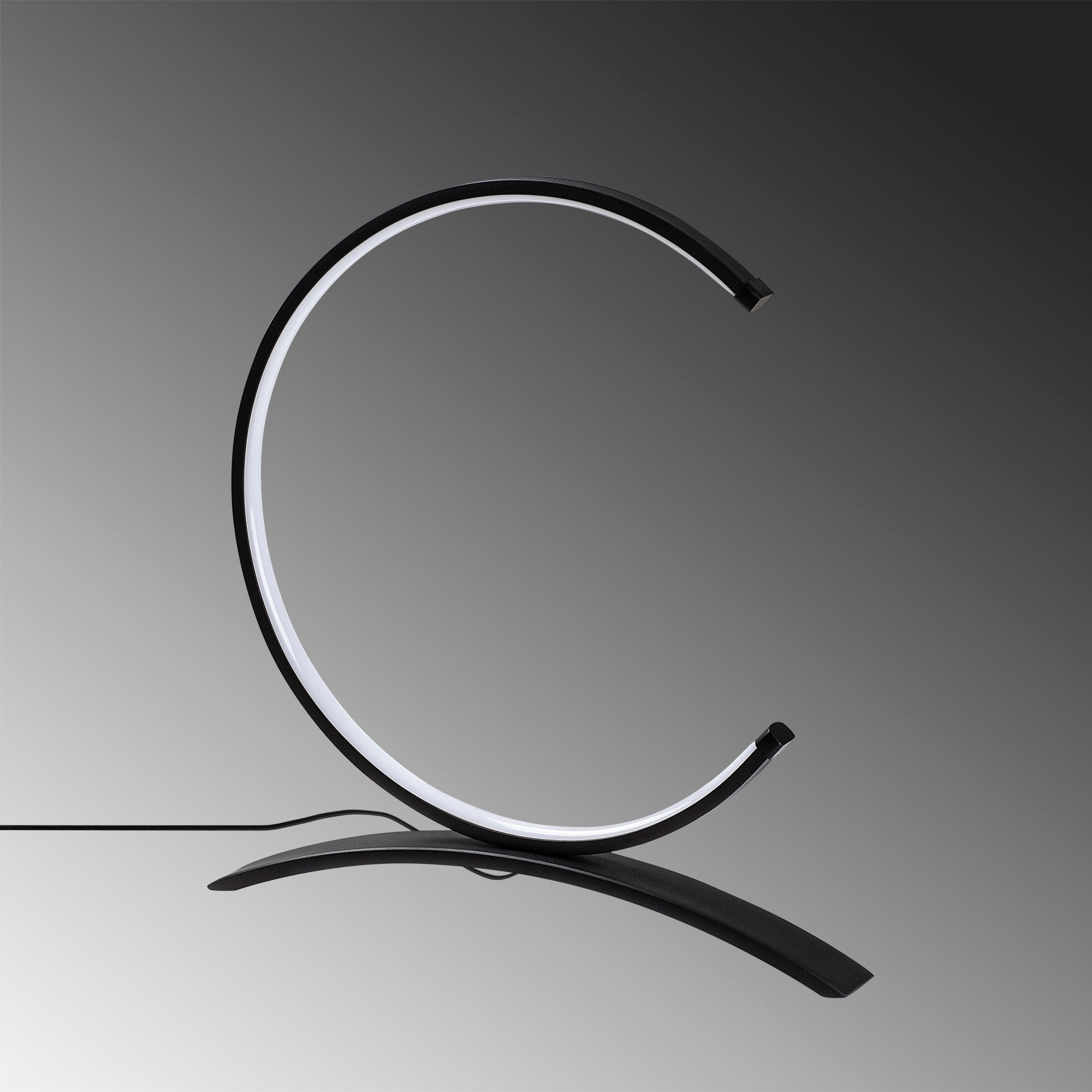 Candeeiro de Mesa Elegante Preta, Corpo de Metal, 35 cm de Largura, 34 cm de Altura | LED 12W, 3000K, Interruptor Liga/Desliga, Cabo de 200 cm | Iluminação Elegante para Casa e Escritório