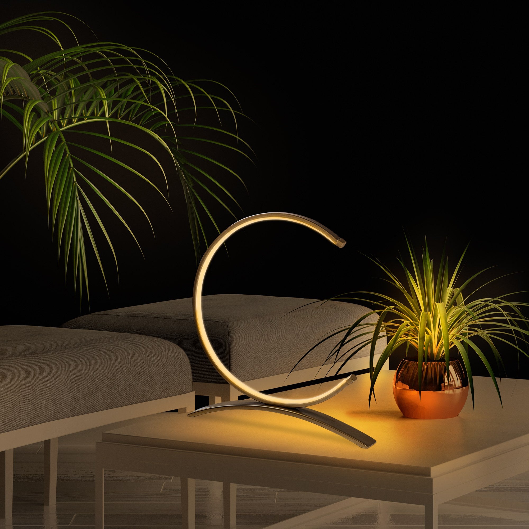 Candeeiro de Mesa Elegante Dourada com Corpo de Metal, 35 cm de Largura, 34 cm de Altura | LED 12W, 3000K | Interruptor Liga/Desliga, Cabo de 200 cm | Iluminação Elegante para Casa e Escritório