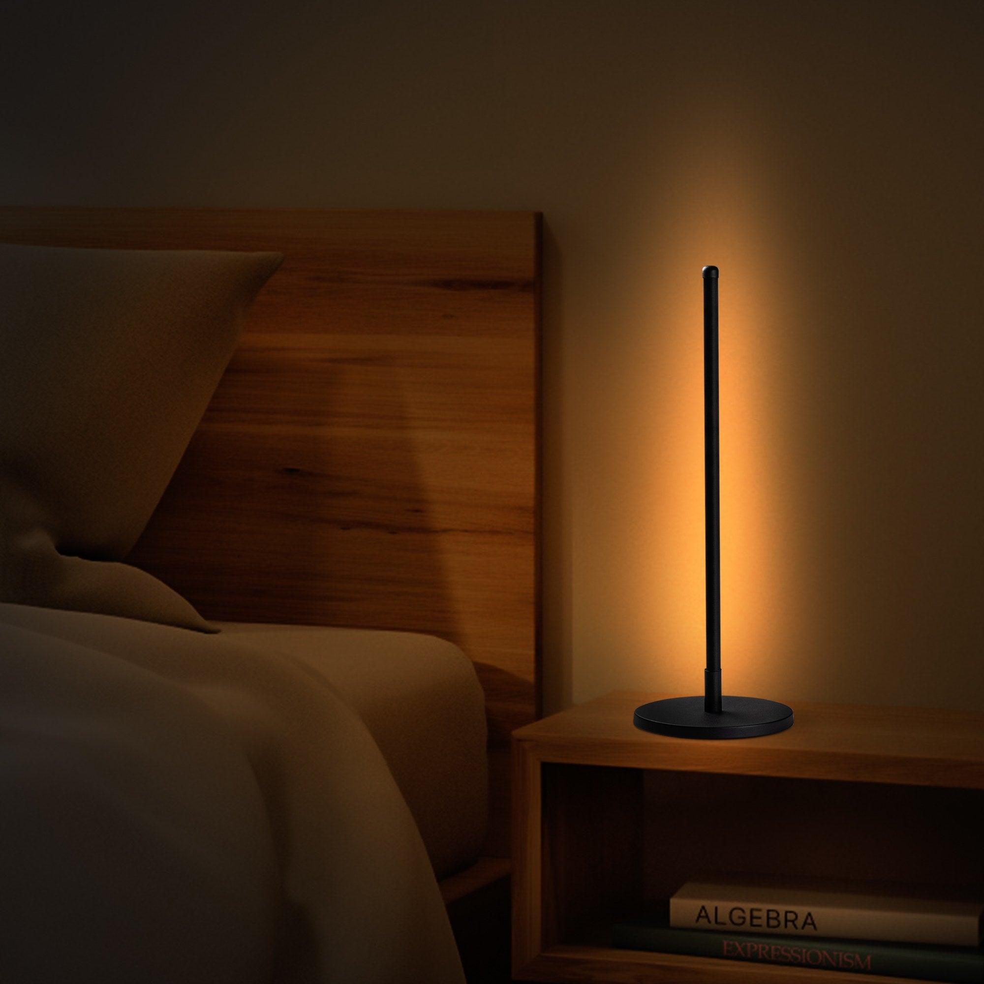 Candeeiro de Mesa Elegante Preta, Corpo de Metal, 51 cm de Altura, Base de 18 cm, Cabo de 200 cm, LED 12W 3000K, Interruptor Liga/Desliga | Iluminação Elegante para Casa e Escritório