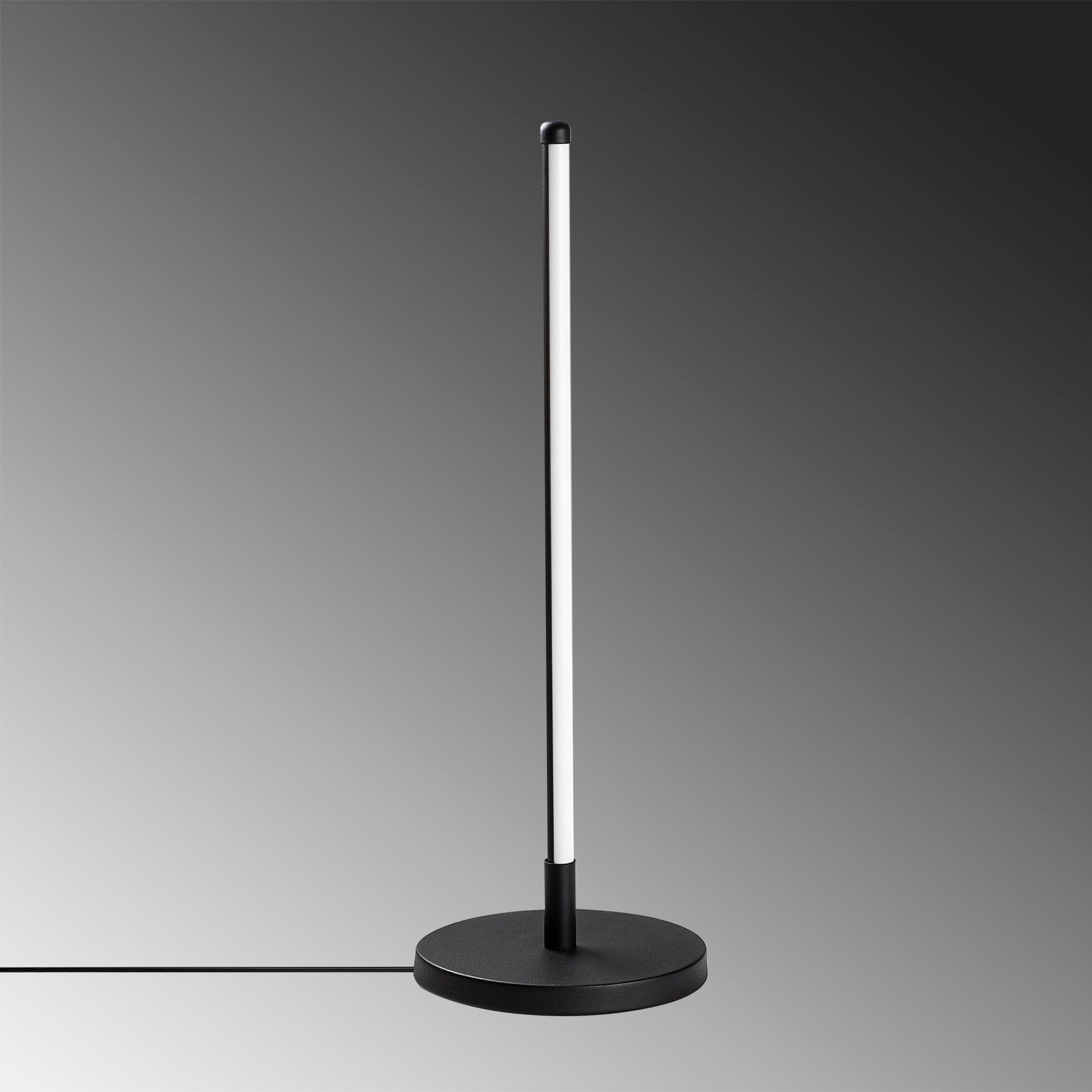 Candeeiro de Mesa Elegante Preta, Corpo de Metal, 51 cm de Altura, Base de 18 cm, Cabo de 200 cm, LED 12W 3000K, Interruptor Liga/Desliga | Iluminação Elegante para Casa e Escritório