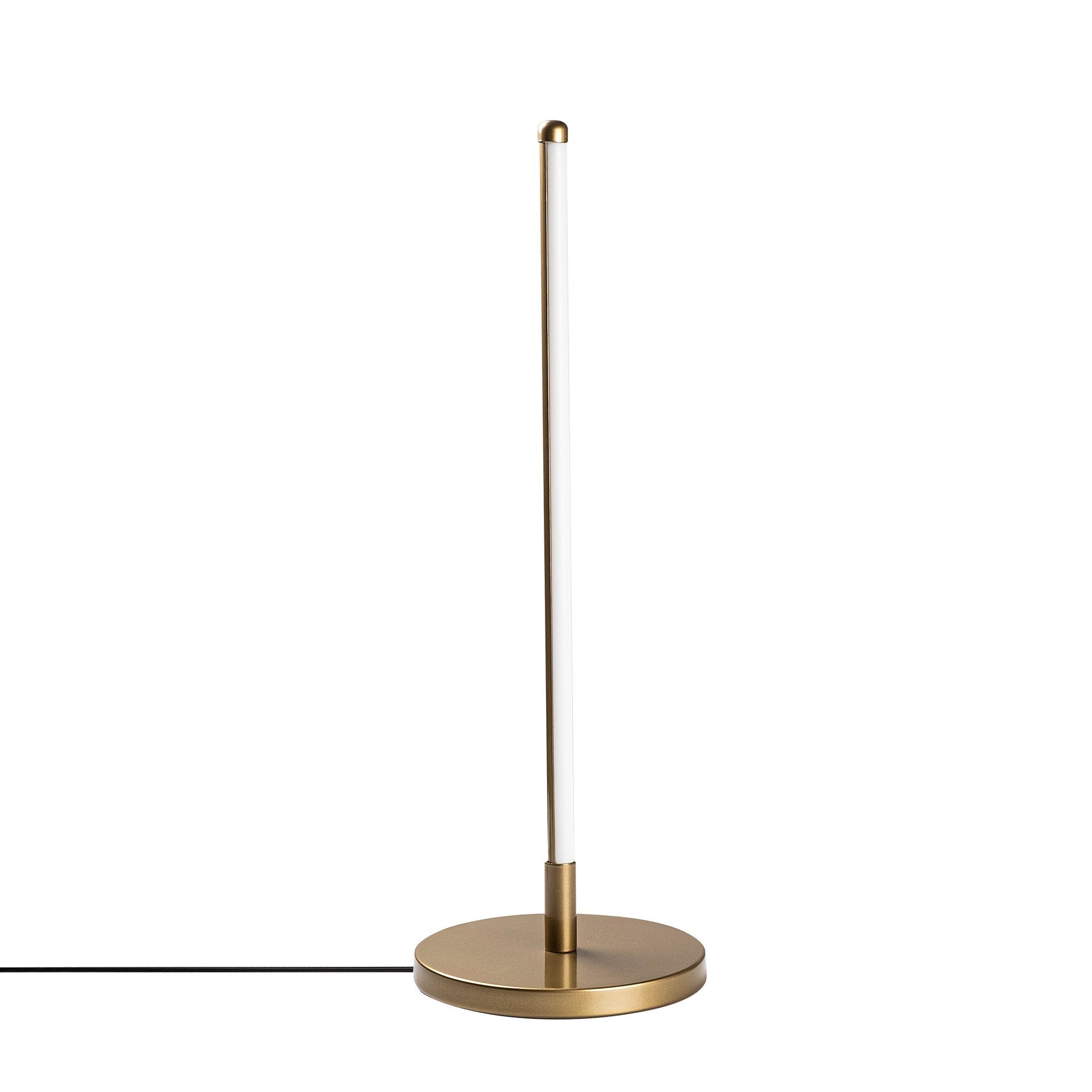 Candeeiro de Mesa elegante dourada, corpo de metal, 51 cm de altura, base de 18 cm, cabo de 200 cm, LED 12W 3000K, interruptor liga/desliga, iluminação elegante para decoração de casa e escritório