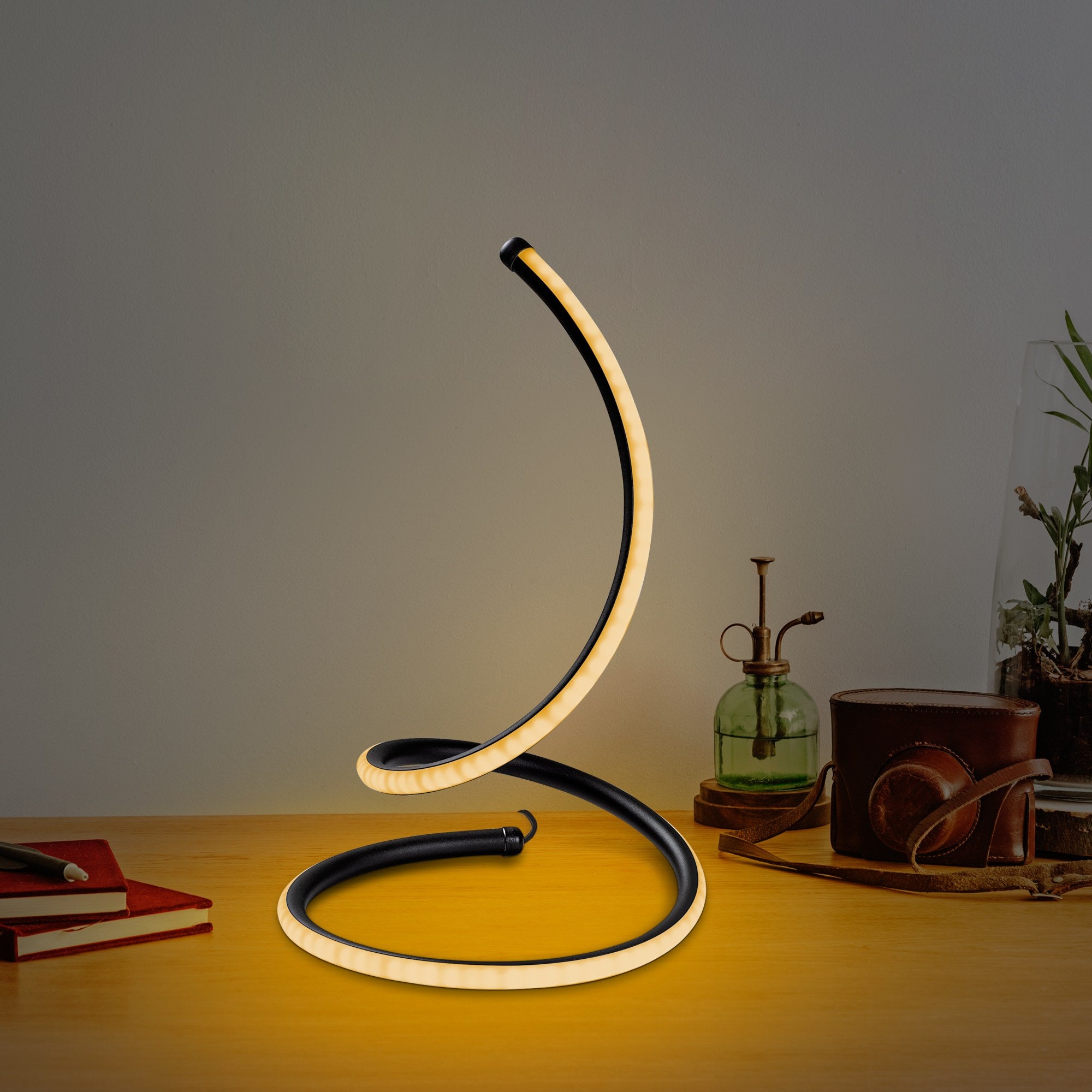 Candeeiro de Mesa Preta Elegante, Corpo de Metal, 25 cm de Diâmetro, 40 cm de Altura | Interruptor Liga/Desliga, 80 CRI, LED 12W 3000K | Ideal para Decoração e Iluminação Moderna