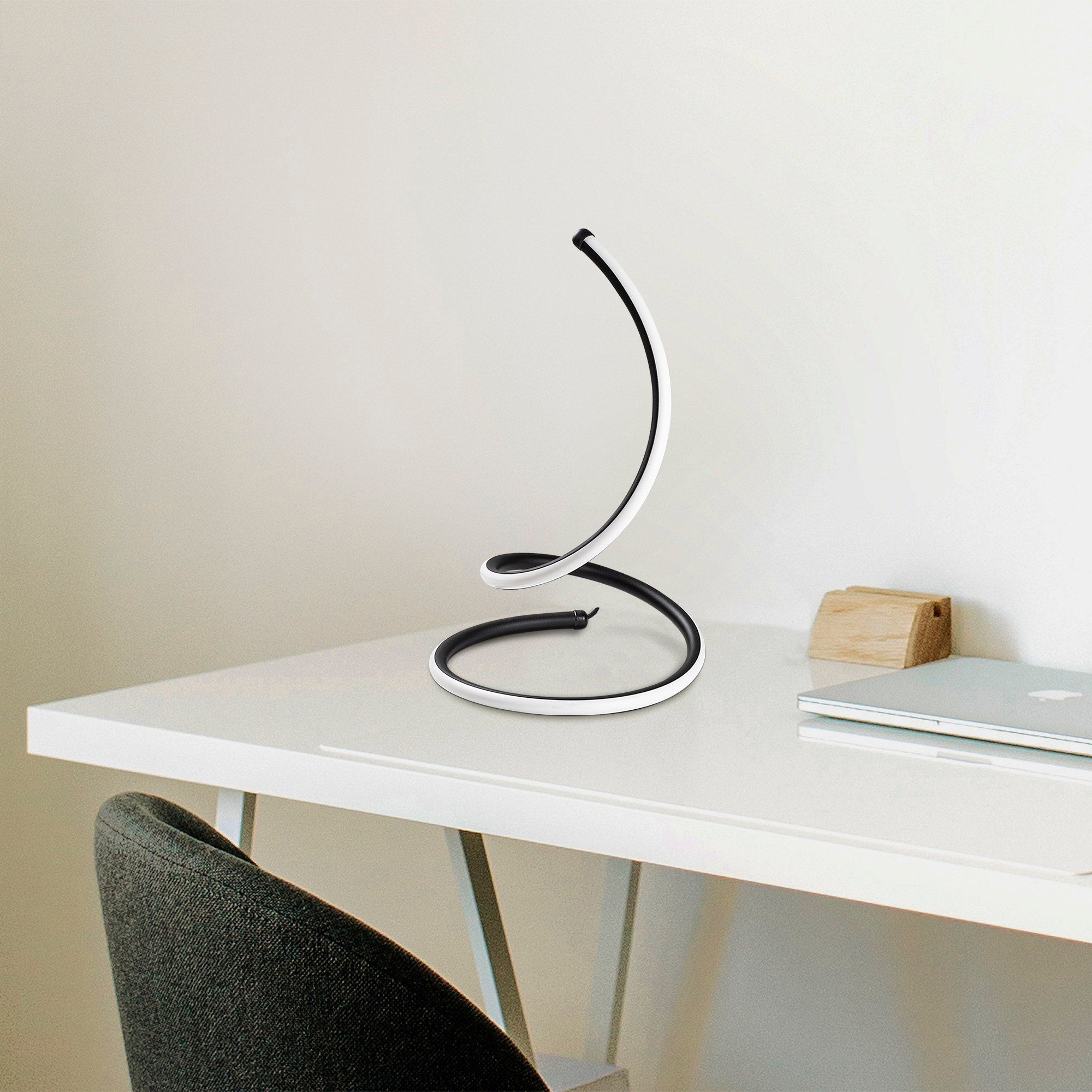 Candeeiro de Mesa Preta Elegante, Corpo de Metal, 25 cm de Diâmetro, 40 cm de Altura | Interruptor Liga/Desliga, 80 CRI, LED 12W 3000K | Ideal para Decoração e Iluminação Moderna