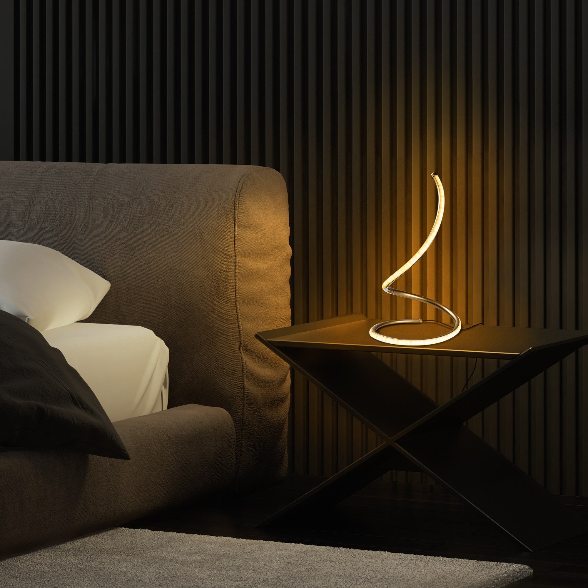 Candeeiro de Mesa Elegante Dourada, Corpo de Metal, 25 cm de Diâmetro, 40 cm de Altura | Interruptor Liga/Desliga, 80 CRI, LED 12W 3000K | Ideal para Decoração e Iluminação Moderna