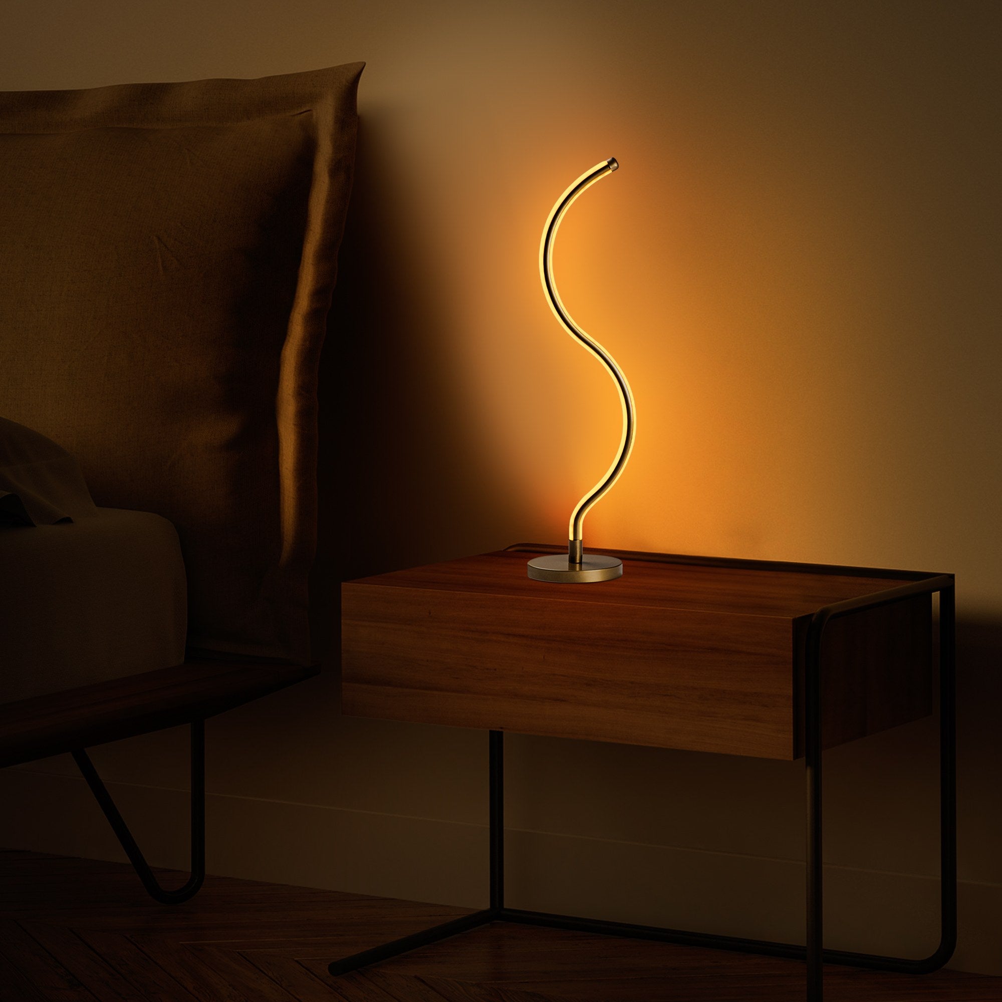 Candeeiro de Mesa Elegante Dourada, Corpo de Metal, 25 cm de Diâmetro, 40 cm de Altura | Interruptor Liga/Desliga, 80 CRI, LED 12W 3000K | Ideal para Decoração e Iluminação Moderna