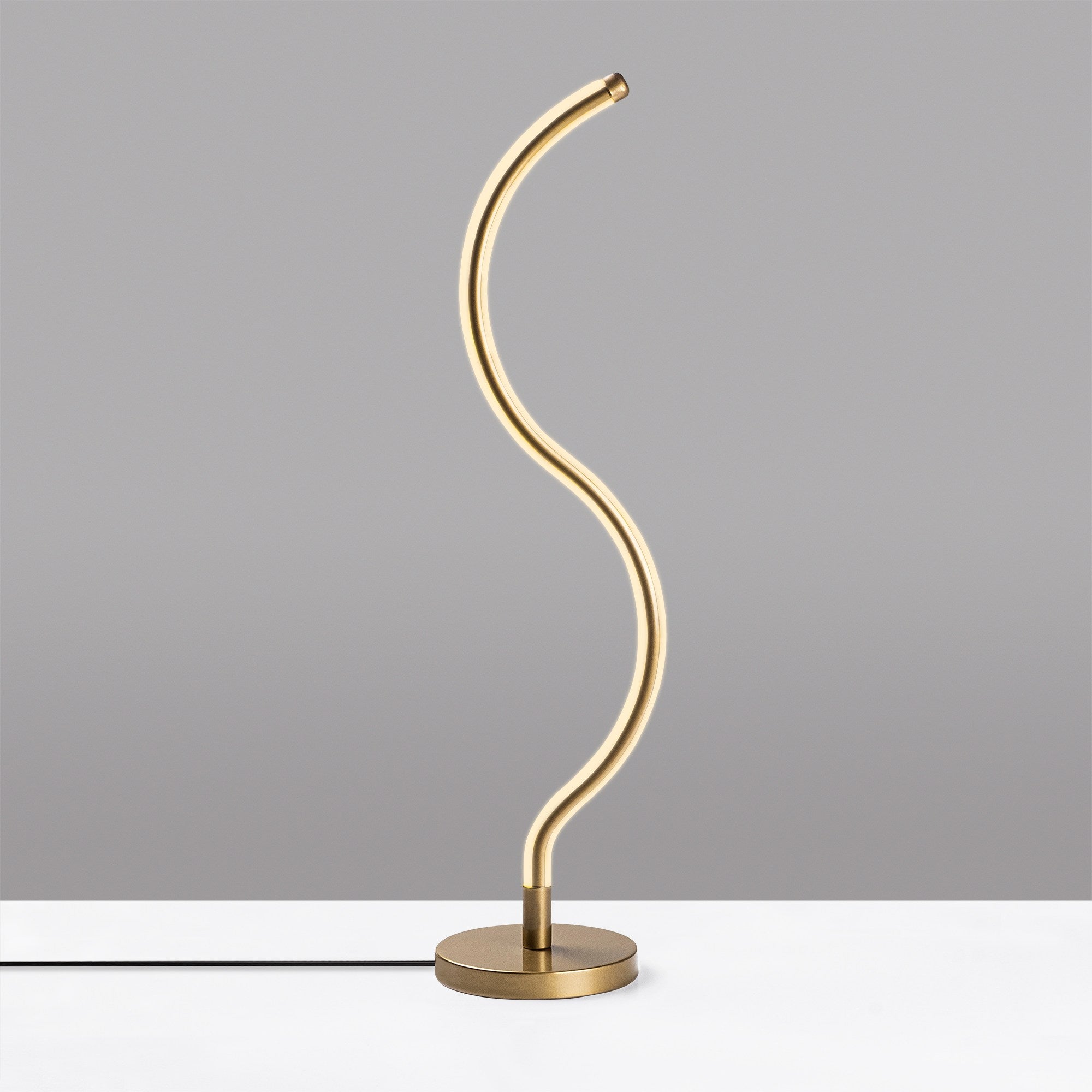 Candeeiro de Mesa Elegante Dourada, Corpo em Metal, 57 cm de Altura, Base de 13 cm, Cabo de 200 cm, IRC de 80, LED 16 W 3000 K | Iluminação Elegante para Decoração de Casa e Escritório