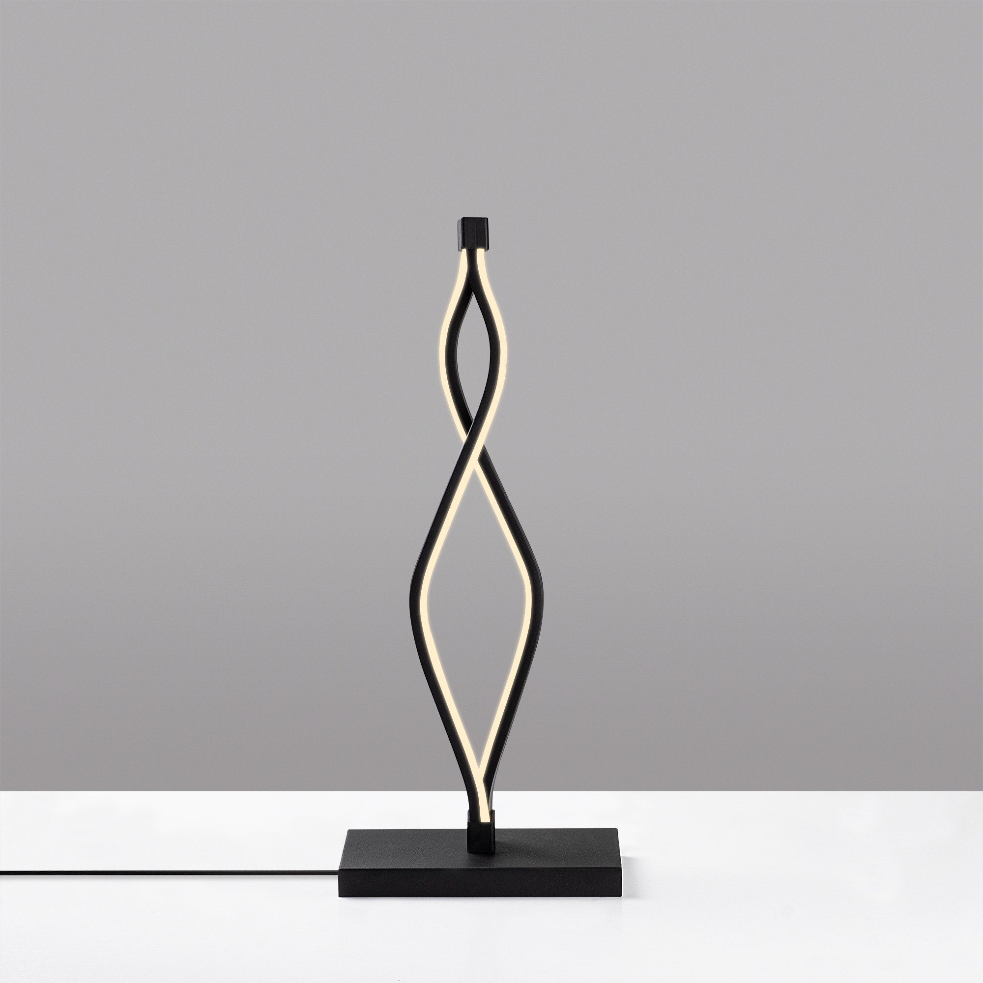 Candeeiro de Mesa Elegante Preta, Corpo de Metal, 20x48x12 cm | LED 12W 3000K, 80 CRI | Interruptor Liga/Desliga, Cabo de 200 cm | Perfeito para Decoração Moderna de Casa e Escritório