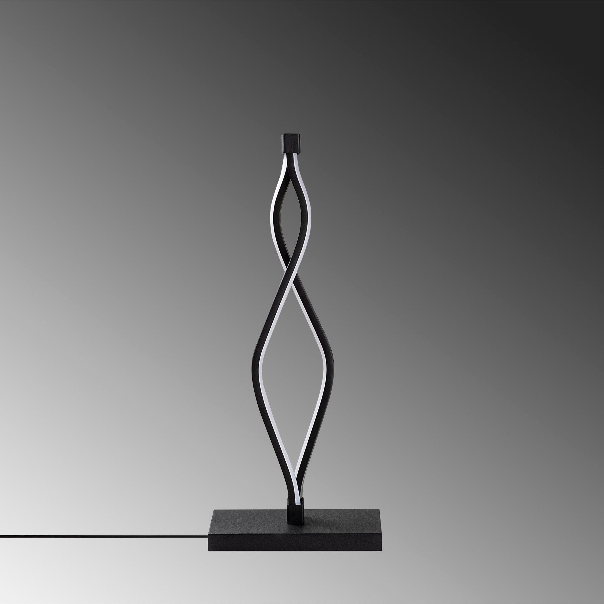 Candeeiro de Mesa Elegante Preta, Corpo de Metal, 20x48x12 cm | LED 12W 3000K, 80 CRI | Interruptor Liga/Desliga, Cabo de 200 cm | Perfeito para Decoração Moderna de Casa e Escritório