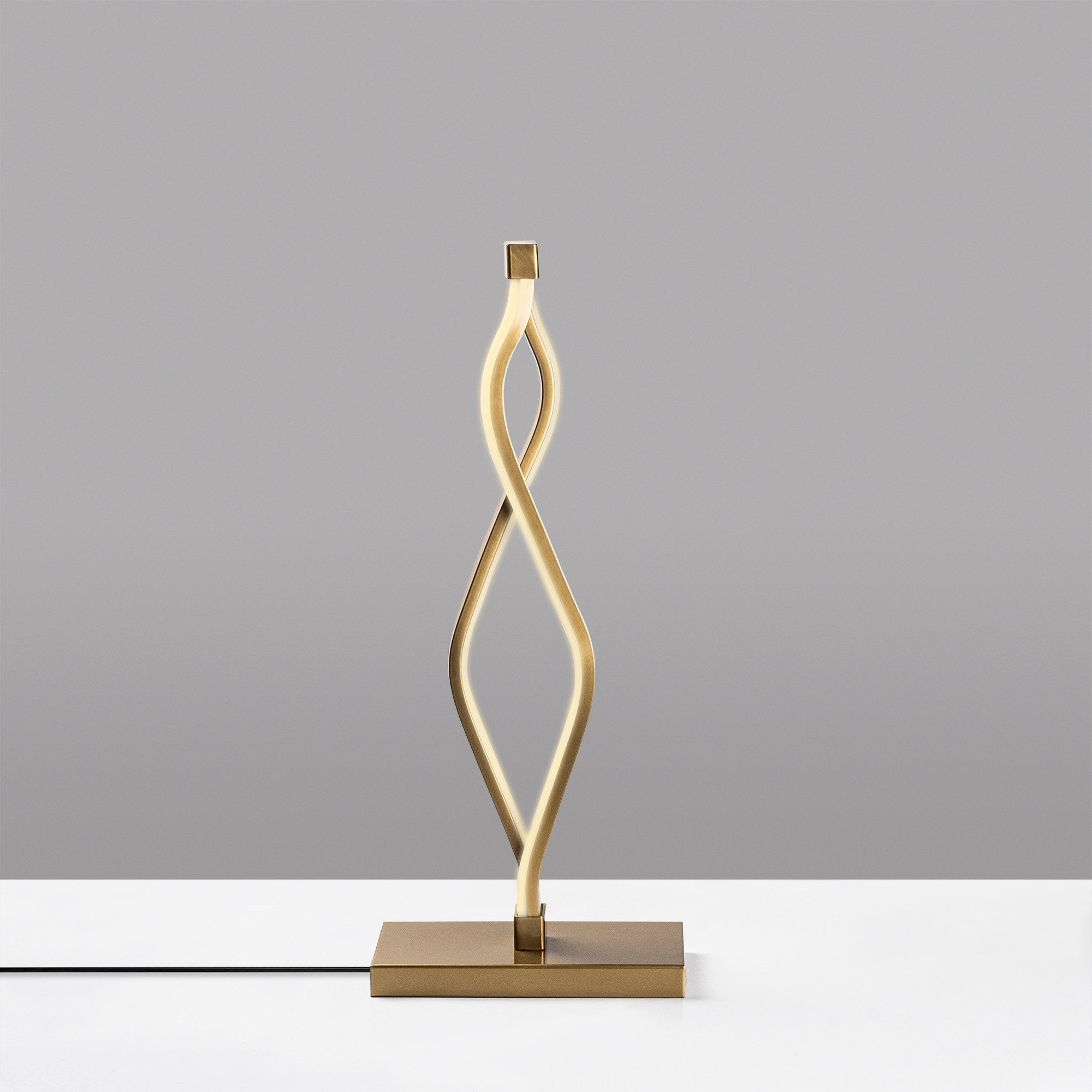 Candeeiro de Mesa Elegante Dourada, Corpo em Metal, 20 x 48 x 12 cm | LED 12W, 3000K, 80 CRI | Iluminação Elegante para Casa e Escritório, Interruptor Liga/Desliga, Cabo de 200 cm