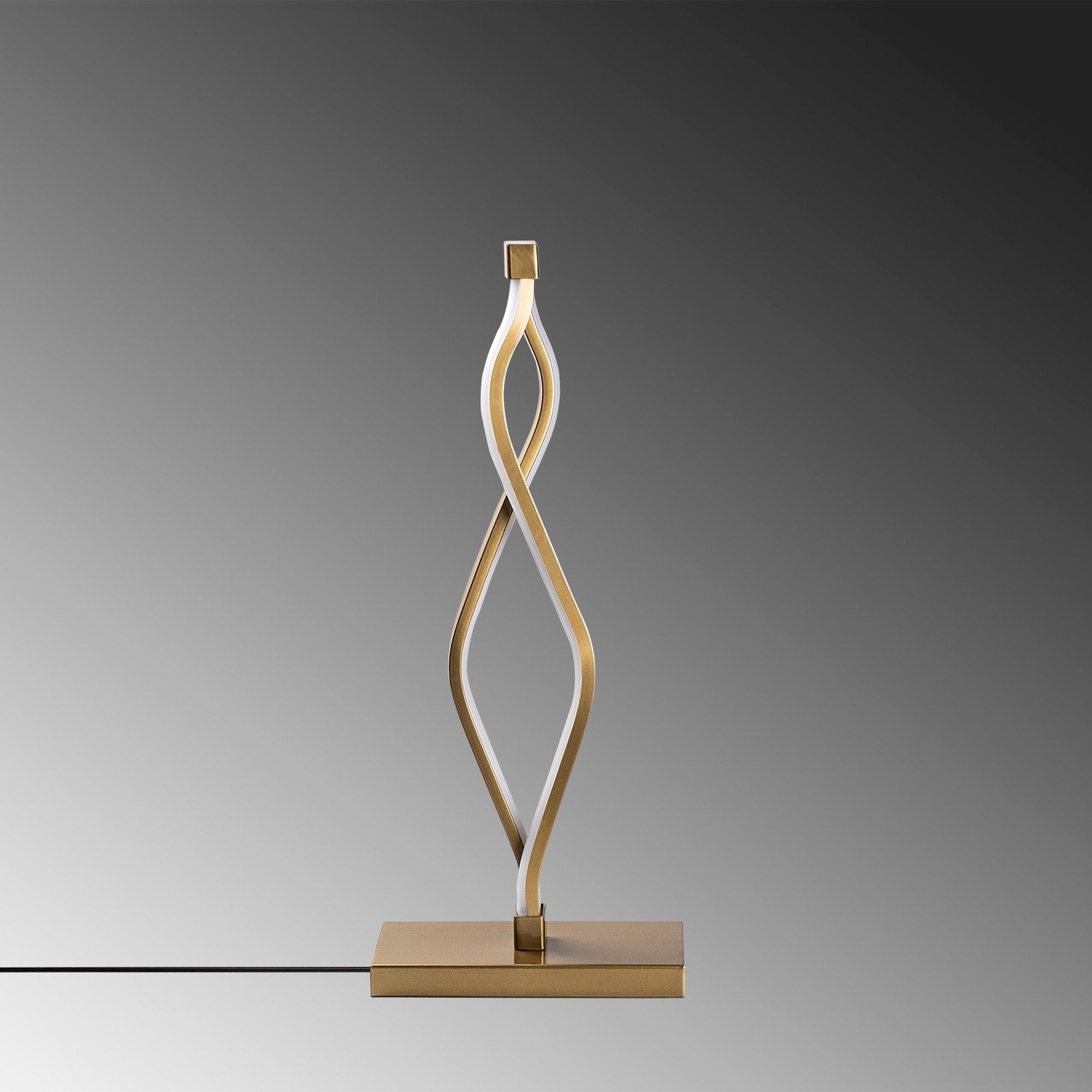 Candeeiro de Mesa Elegante Dourada, Corpo em Metal, 20 x 48 x 12 cm | LED 12W, 3000K, 80 CRI | Iluminação Elegante para Casa e Escritório, Interruptor Liga/Desliga, Cabo de 200 cm