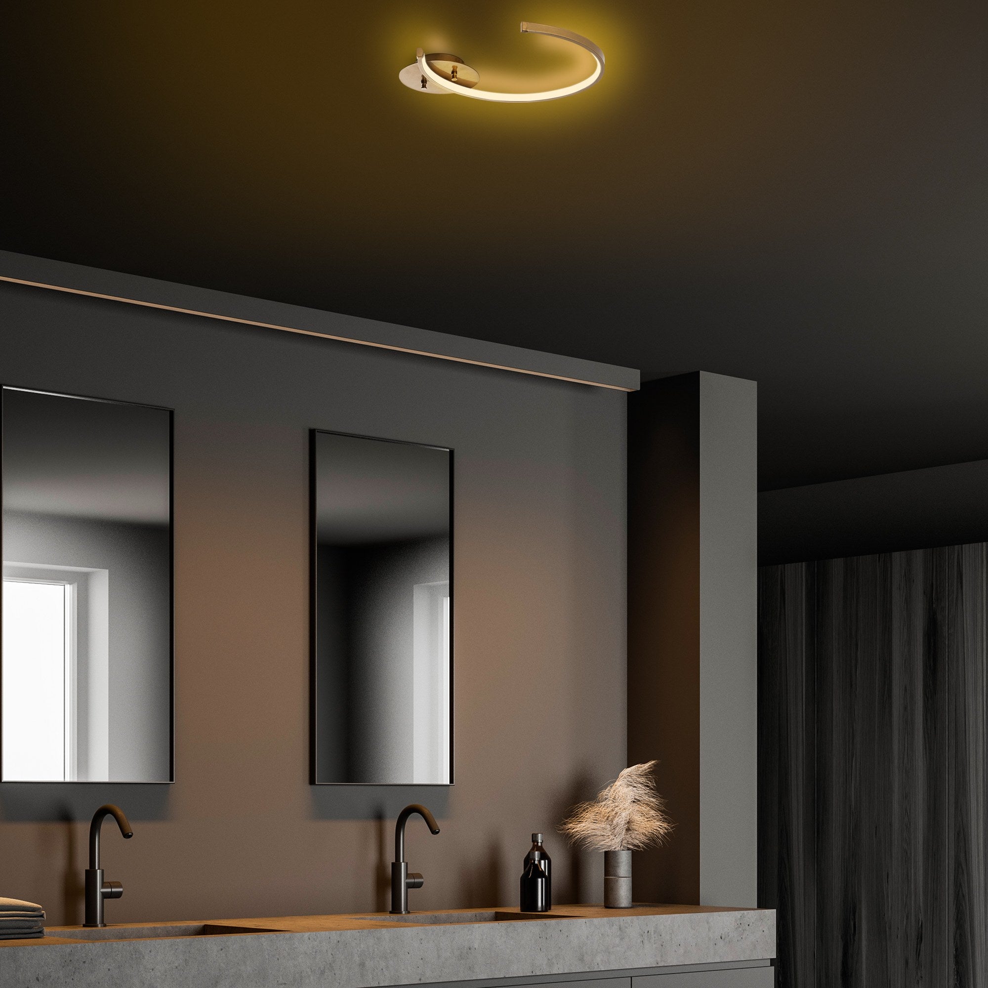 Candeeiro de Teto Dourado Elegante, Corpo em Metal, 46 x 6 x 33 cm | LED 12W 3000K | Iluminação Elegante para Decoração Moderna de Casa e Salas de Jantar, Classificação IP20